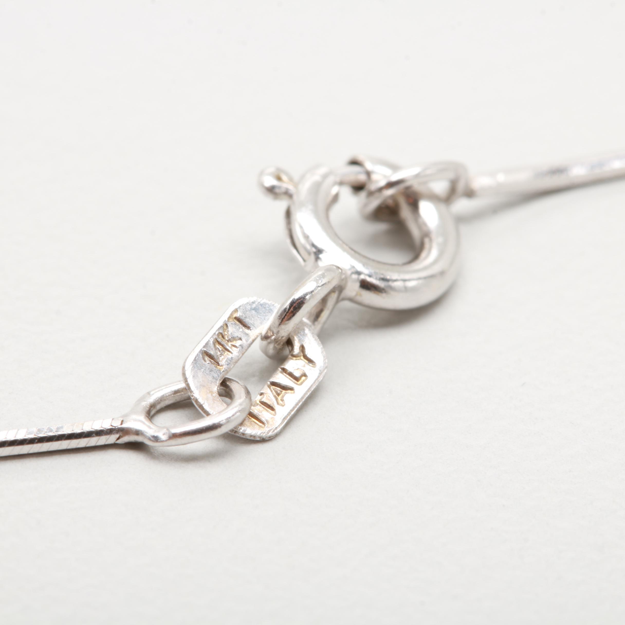 14K White Gold Diamond Necklace