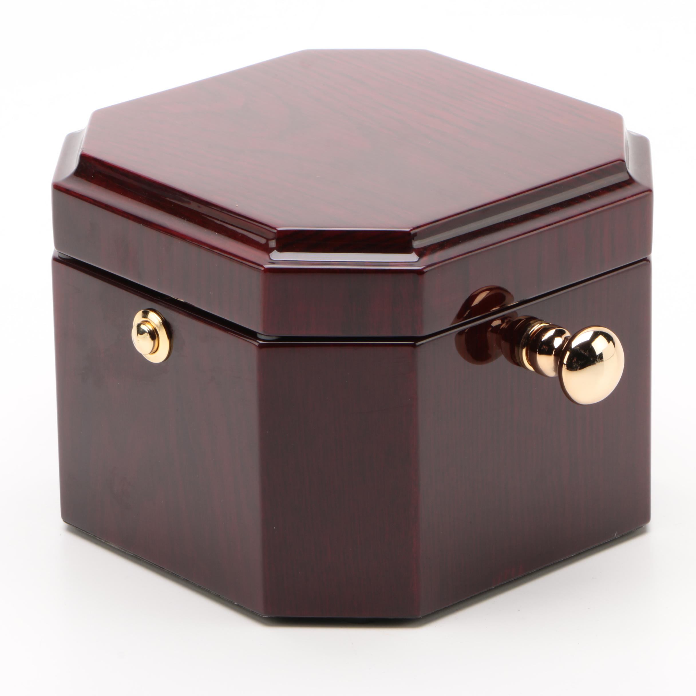 Chass World Desk Clock in a Dark Mahogany Wood Finish Chest