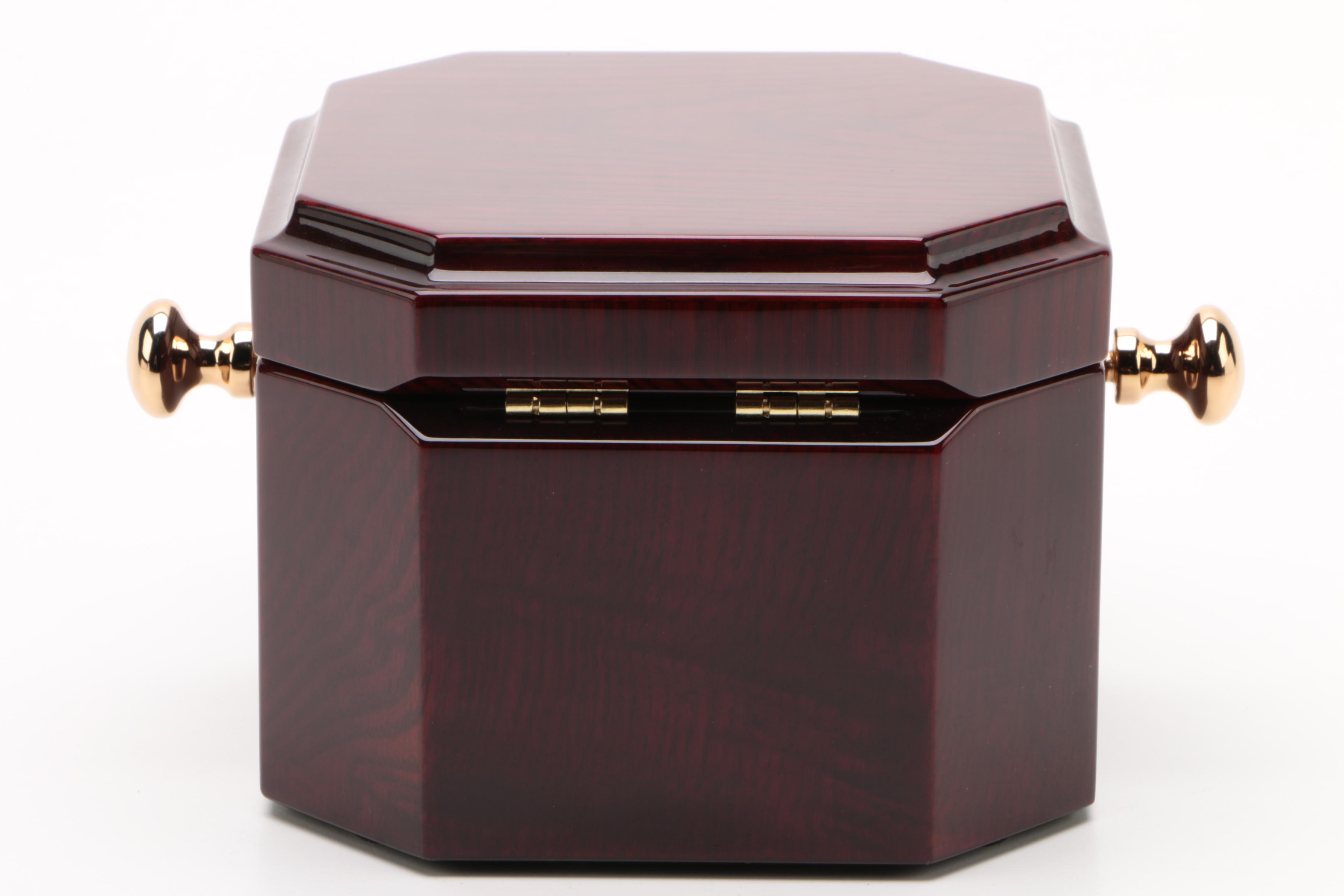 Chass World Desk Clock in a Dark Mahogany Wood Finish Chest