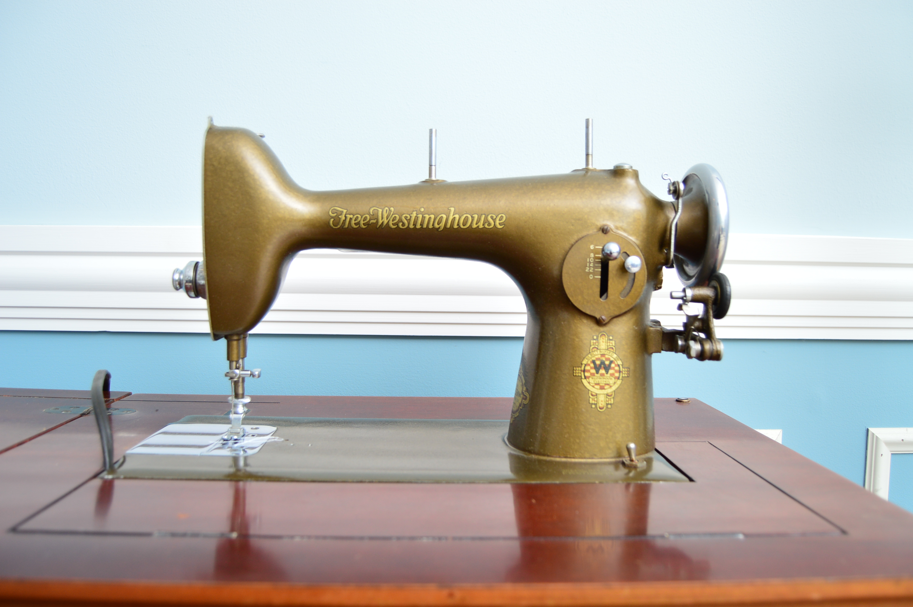 Vintage Free-Westinghouse Sewing Machine with Federal Style Cabinet
