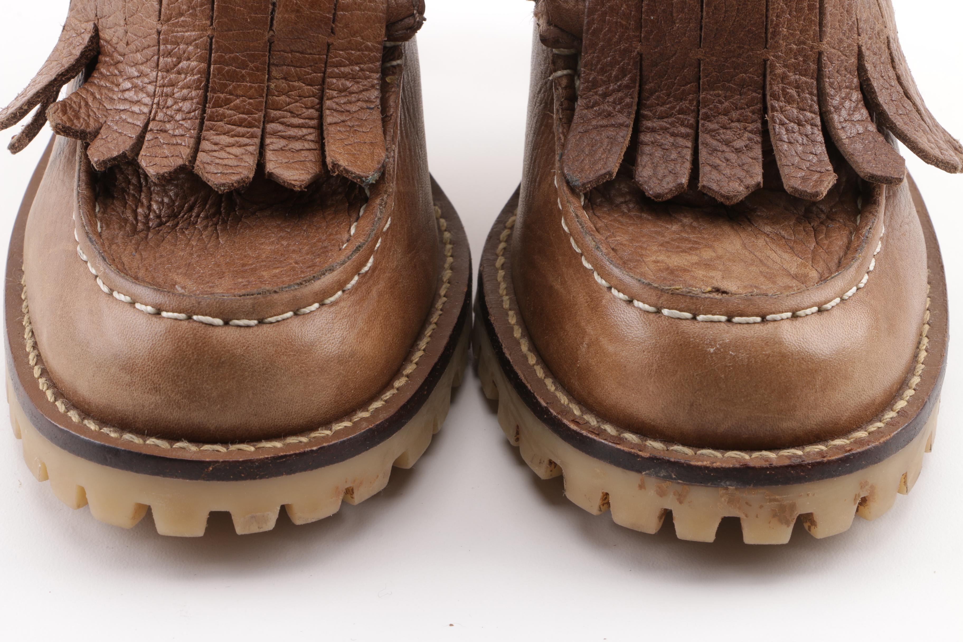 Tory Burch Lyle Brown Leather Ankle Booties