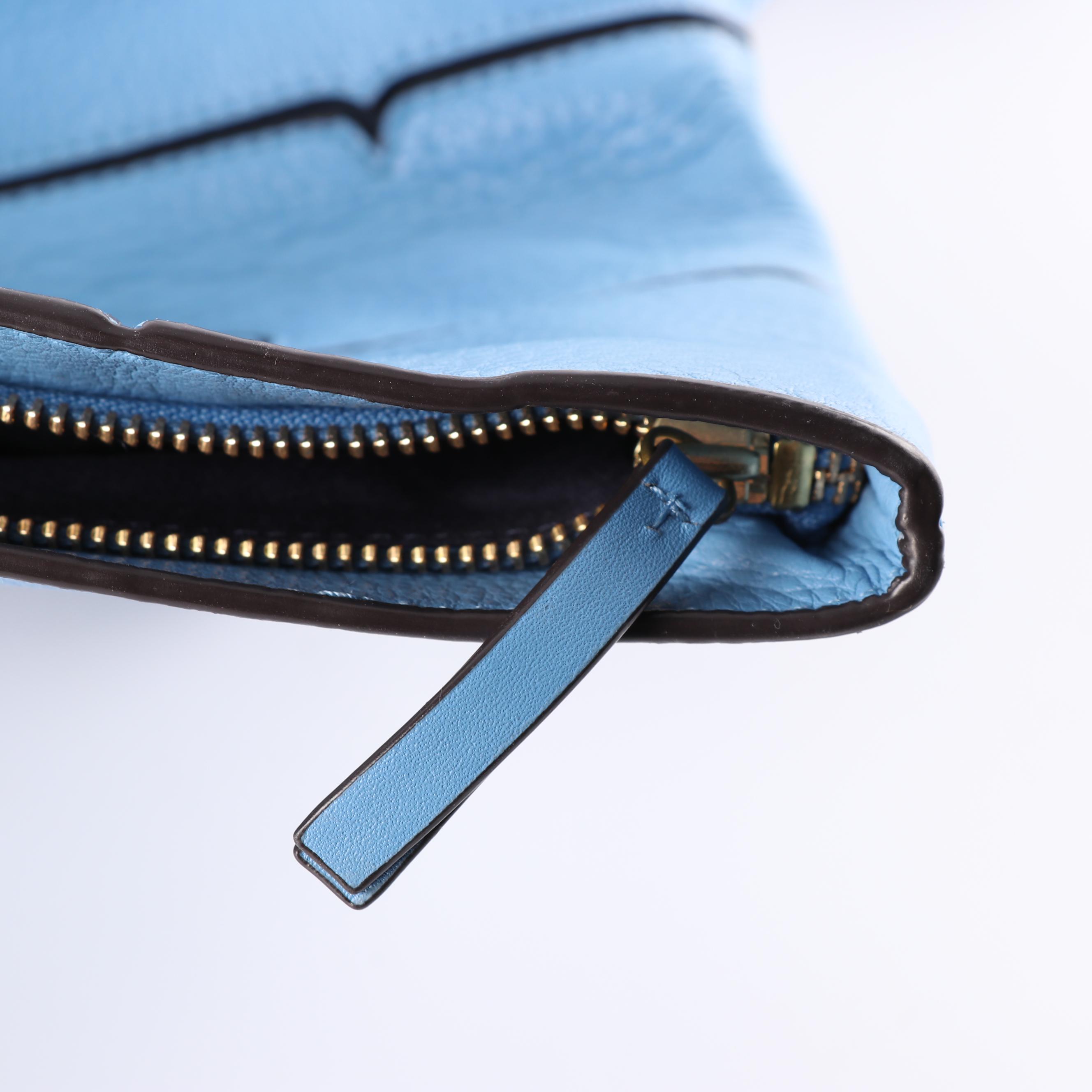 Tory Burch Serif Montego Blue Leather Crossbody Bag