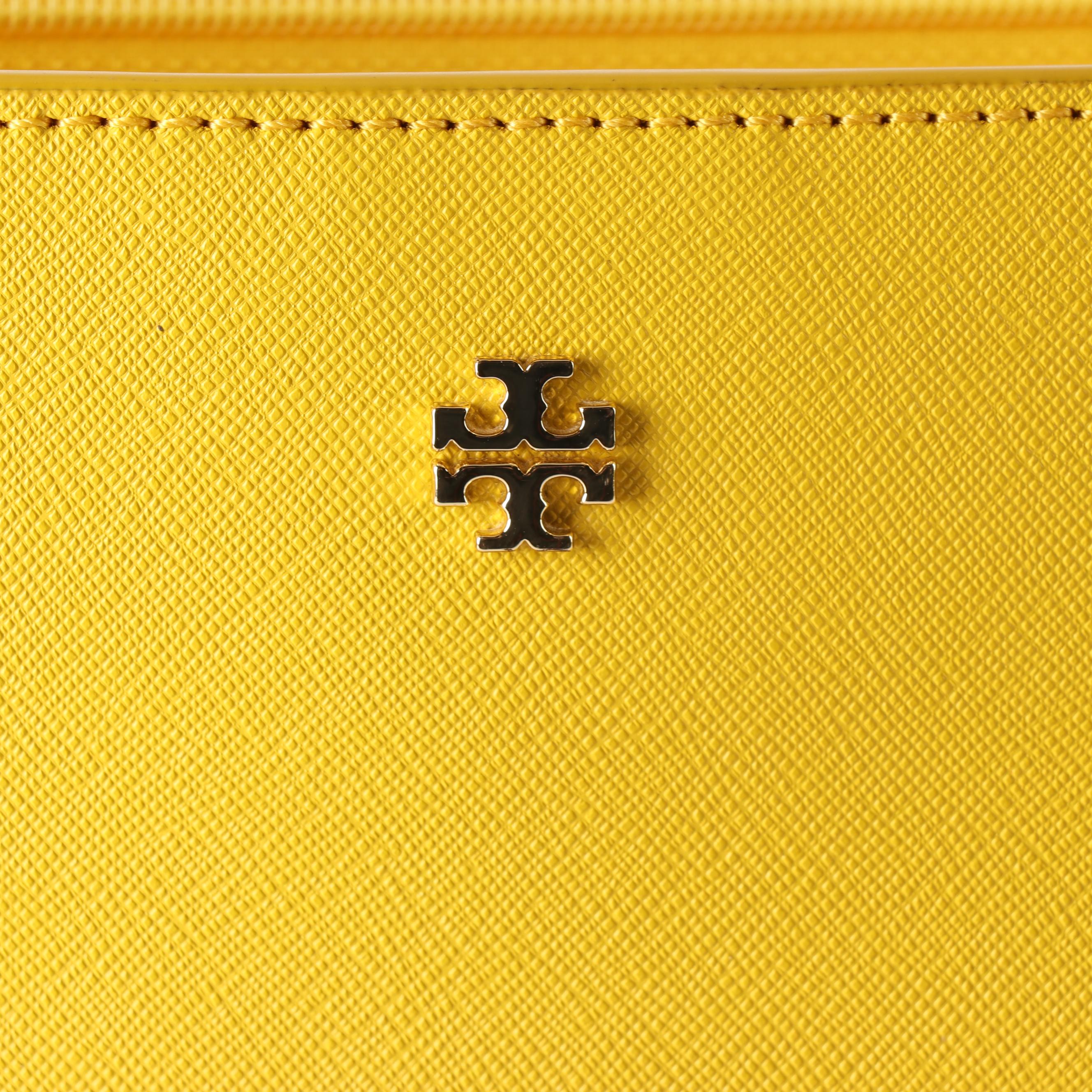Tory Burch York Small Yellow Saffiano Leather Buckle Tote