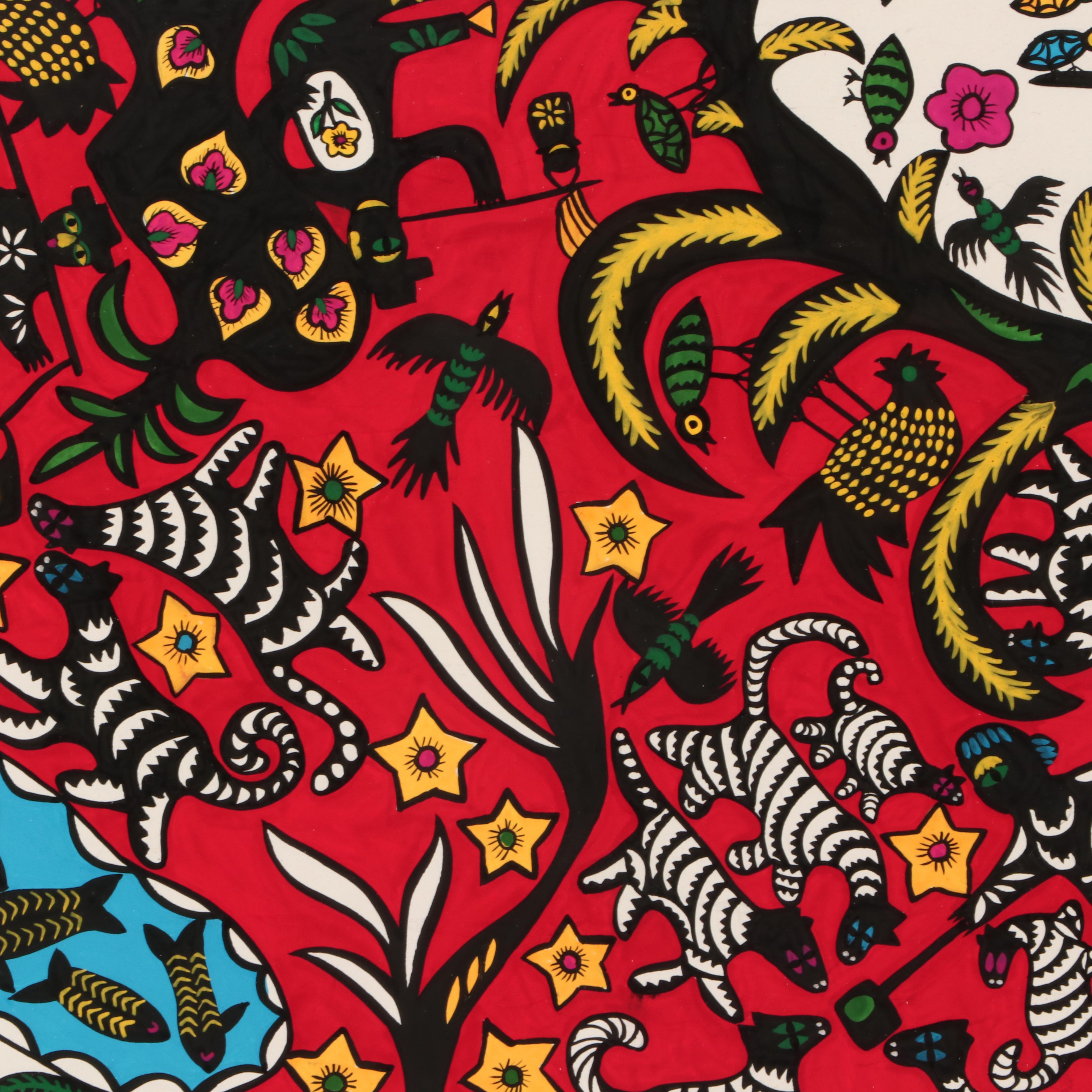 Folk Art Gouache Painting