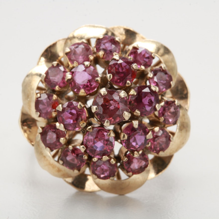 10K Yellow Gold Ruby Harem Ring