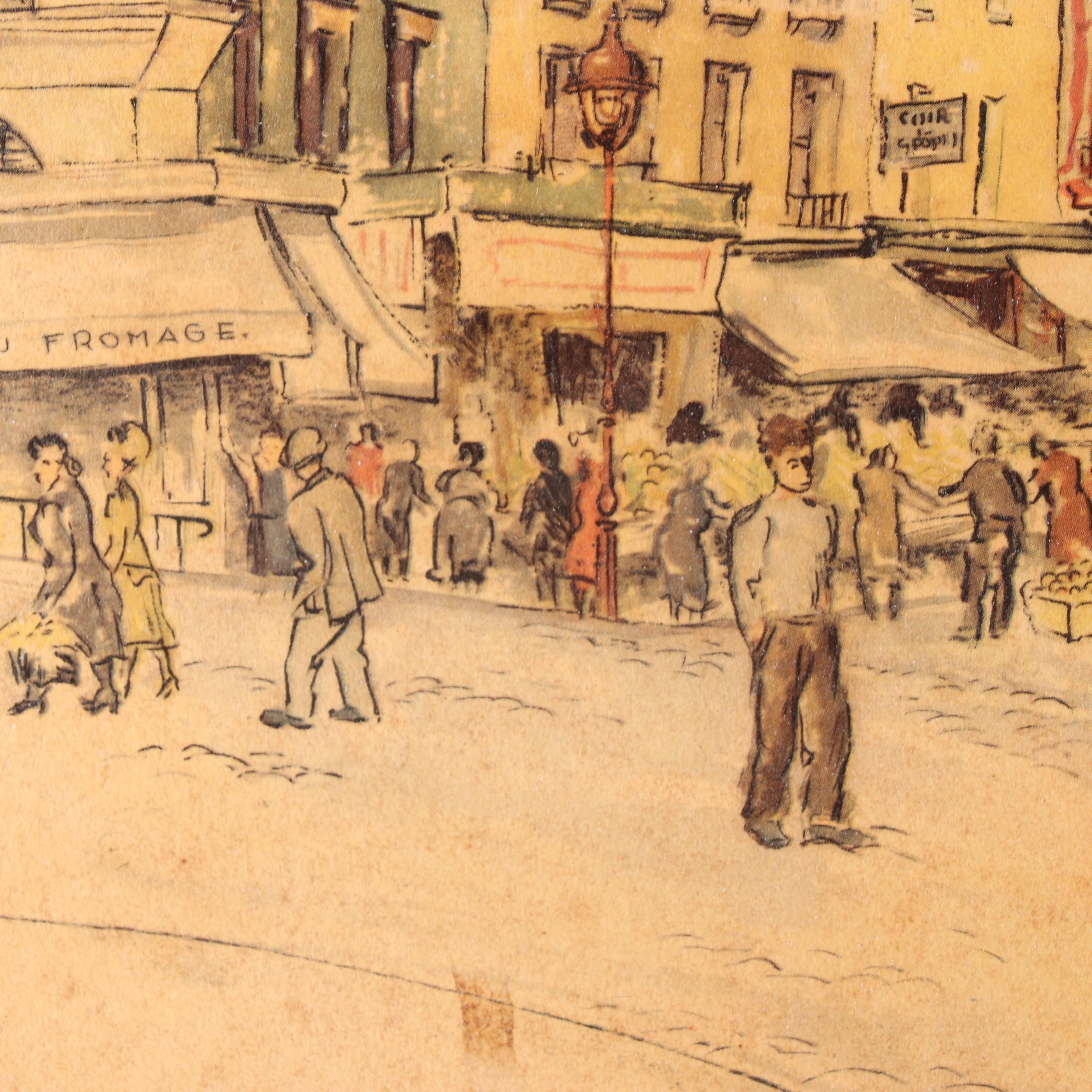 Offset Lithograph after Rie Pluim "Rue Mouffetard"