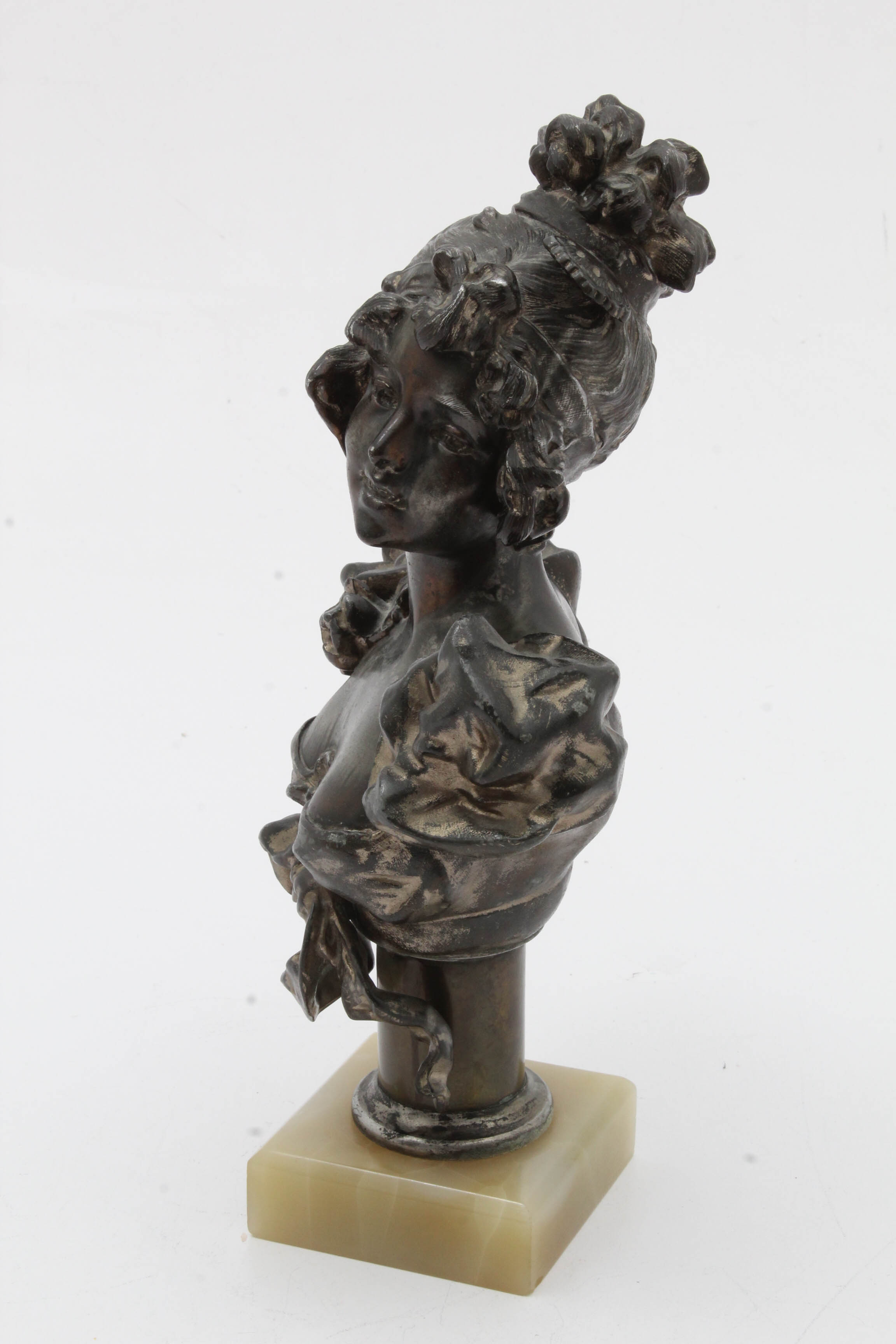 Vintage Cast Spelter Bust of Young Woman