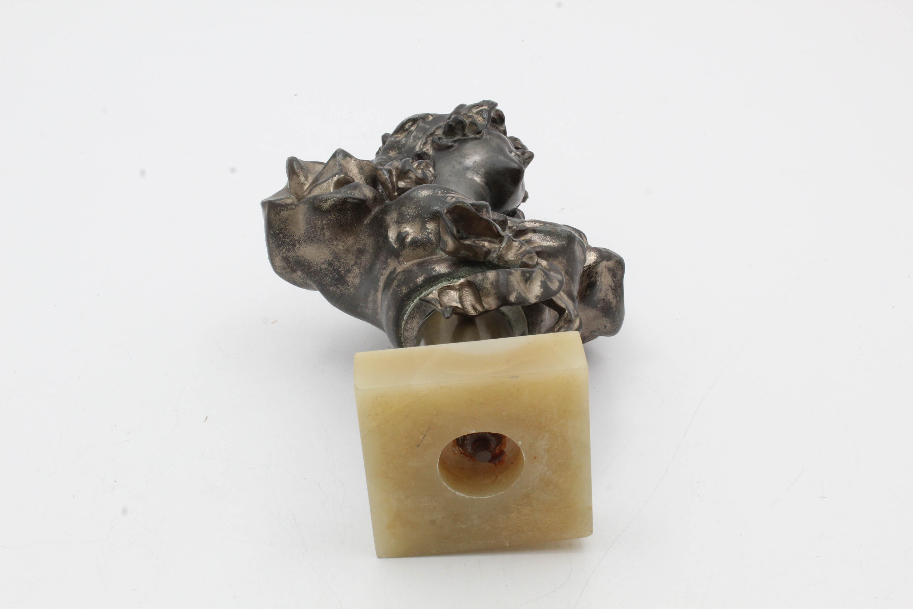 Vintage Cast Spelter Bust of Young Woman