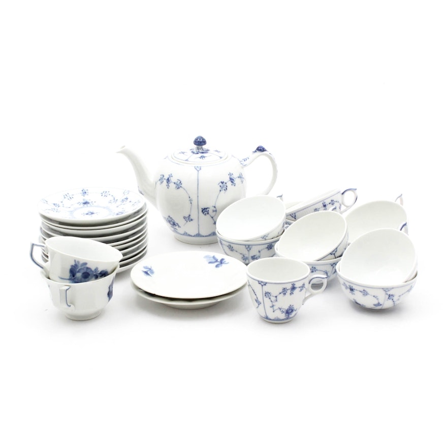 Royal Copenhagen Porcelain Tea and Saucer Assortment