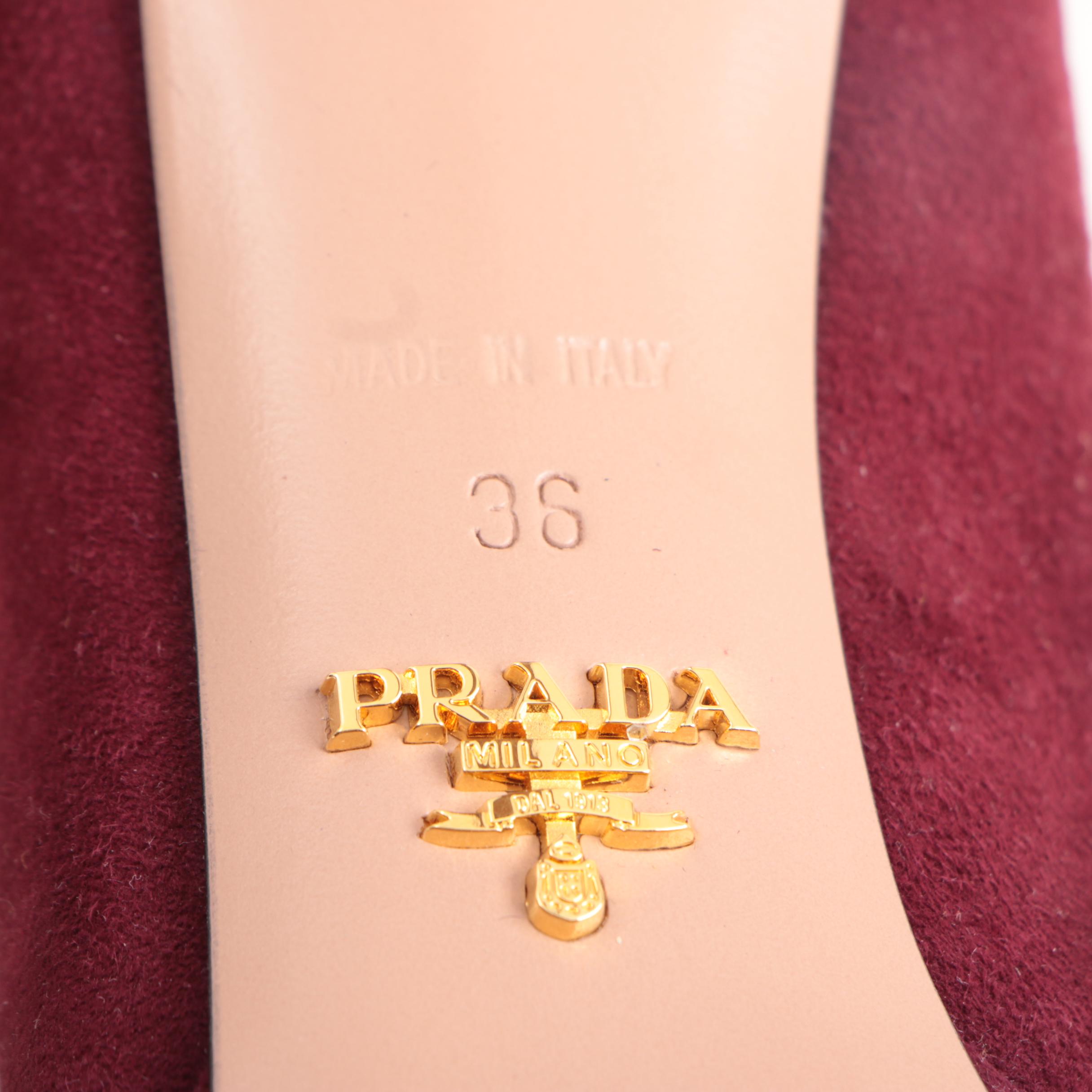 Prada Burgundy Suede Platform Pumps