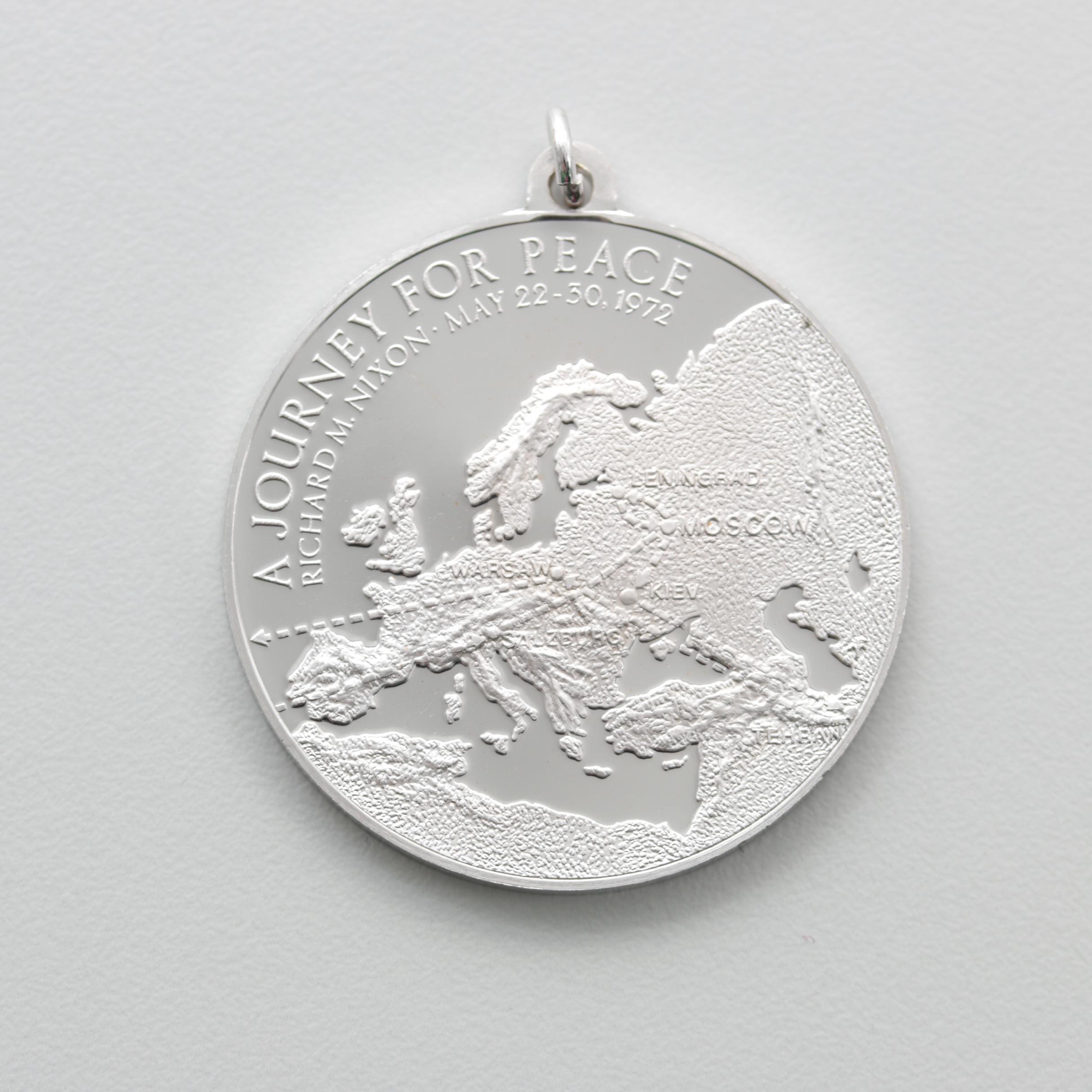 1972 Sterling Silver Commemorative Richard Nixon "Journey for Peace" Medallion