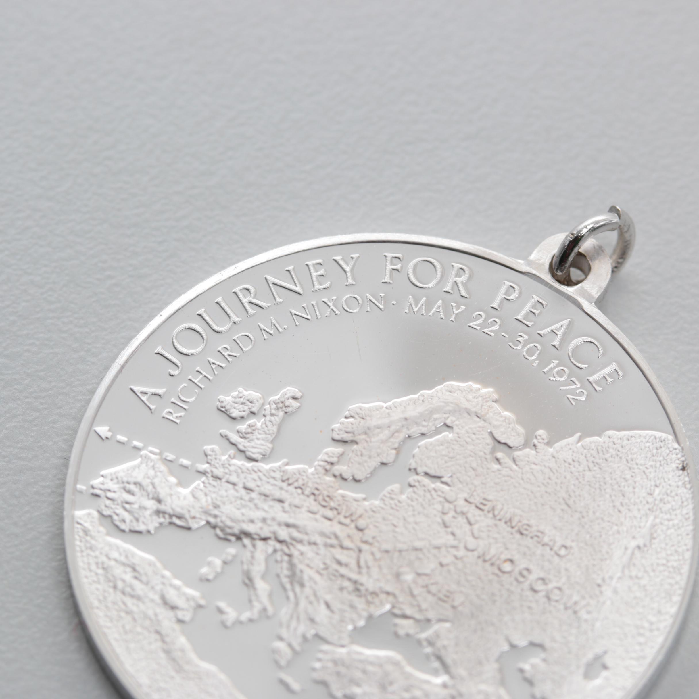 1972 Sterling Silver Commemorative Richard Nixon "Journey for Peace" Medallion
