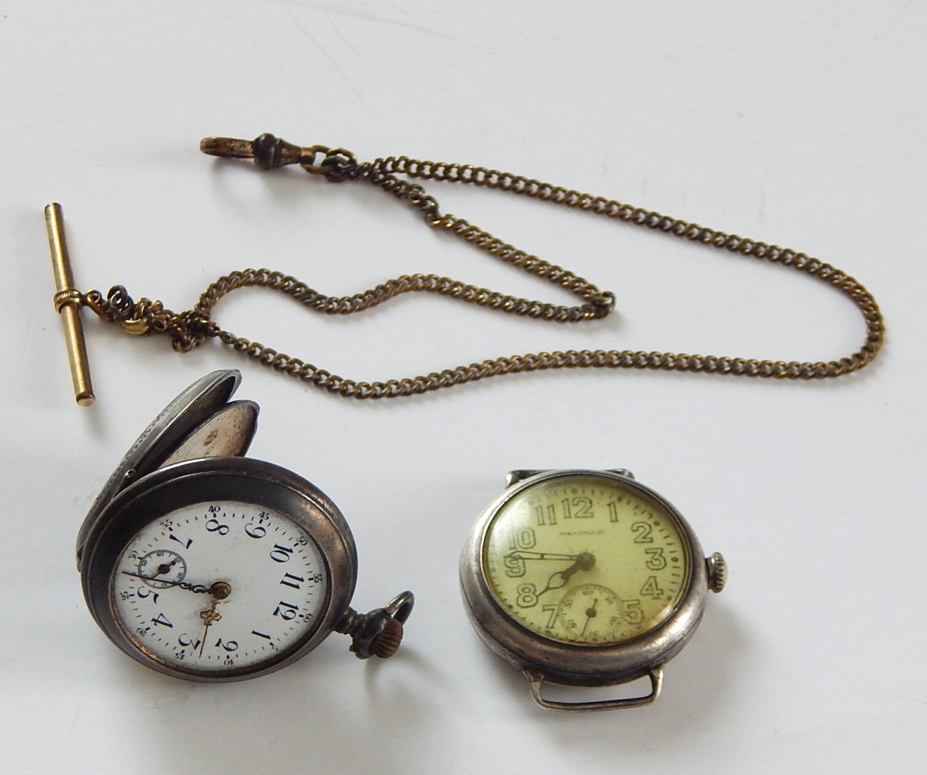 Vintage Waltham Pocket Watch and Swiss Pocket Watch with Chains - Repair