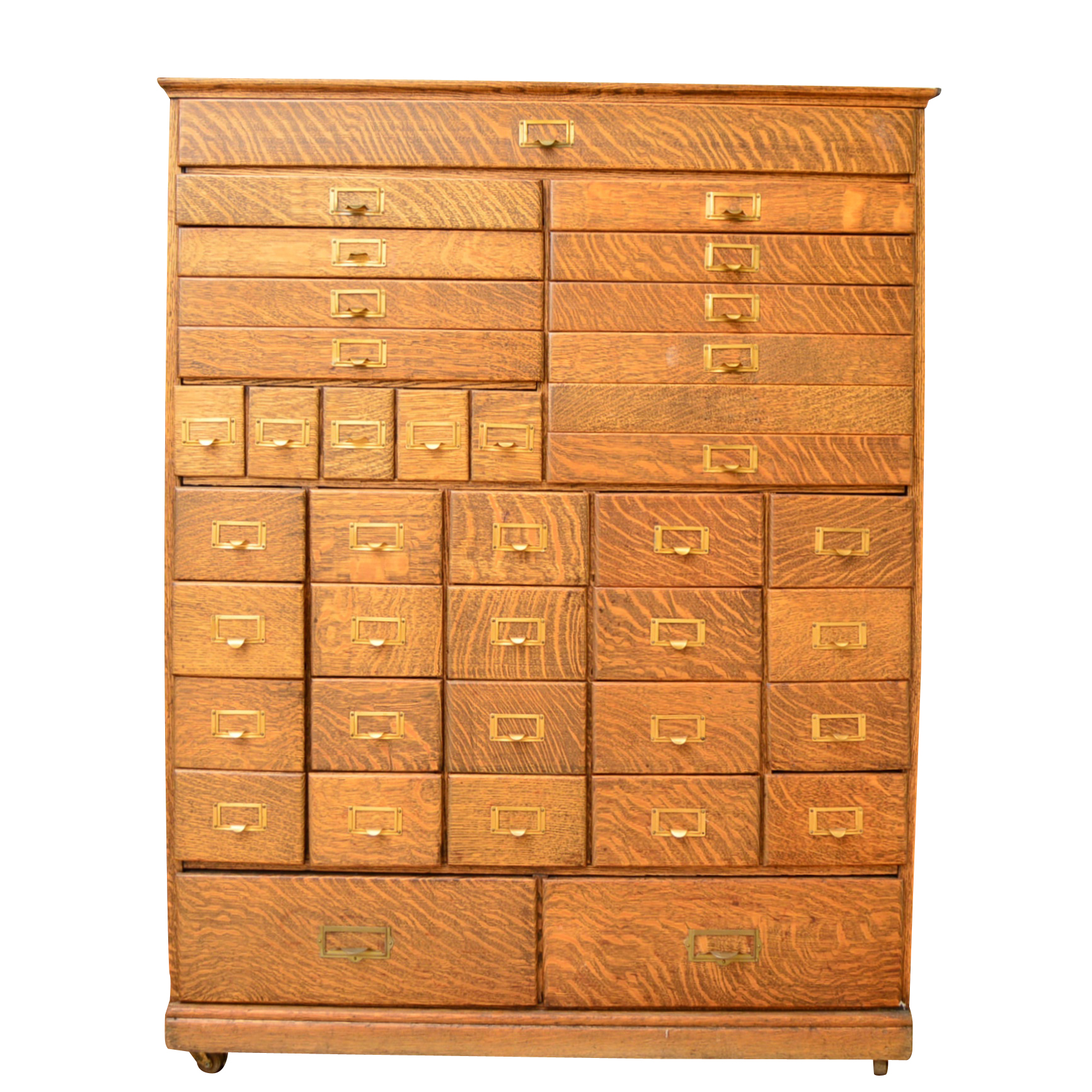 American Oak Pharmacist’s Cabinet, Early 20th Century