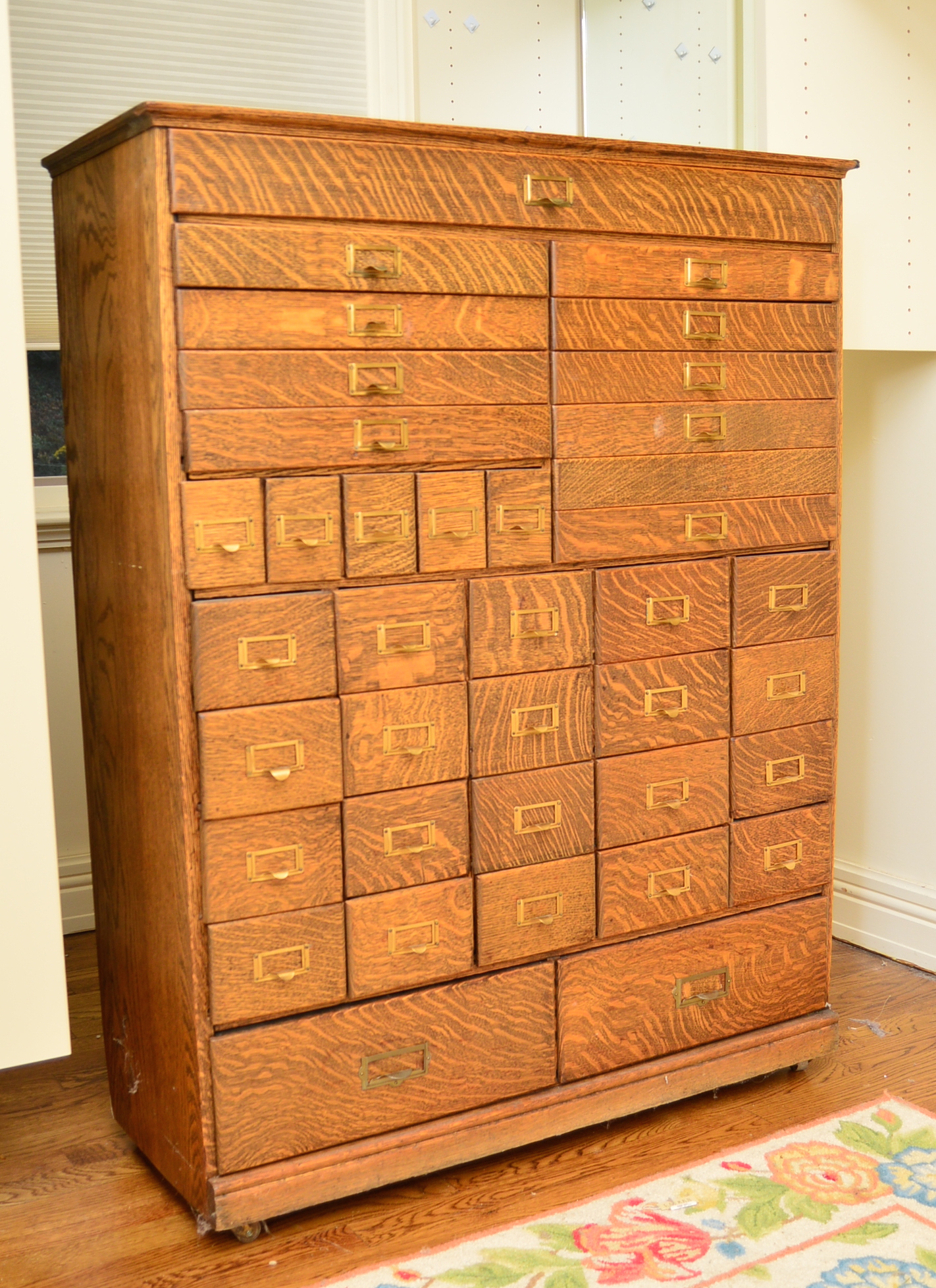 American Oak Pharmacist’s Cabinet, Early 20th Century
