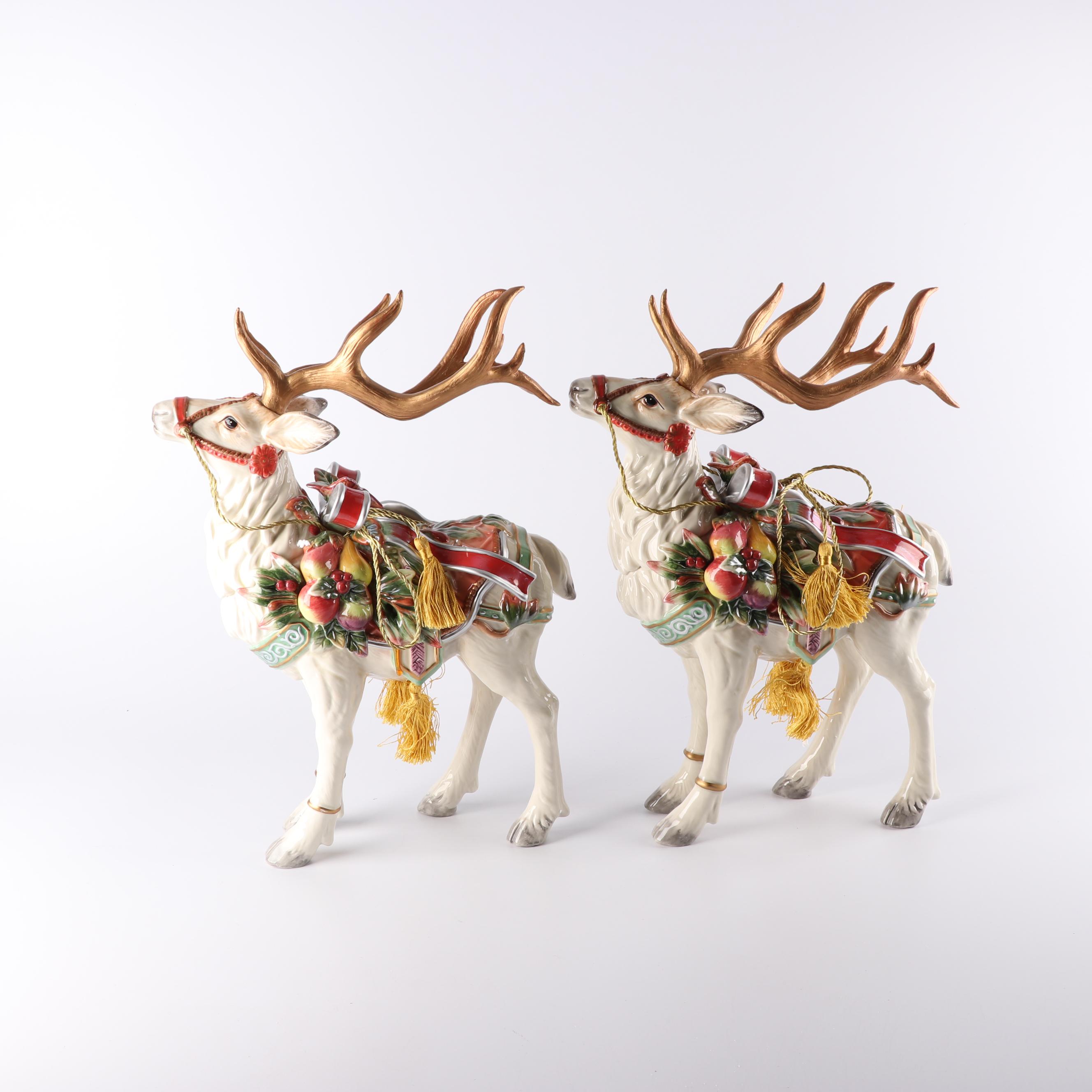 Fitz and Floyd "Enchanted Holiday" Reindeer Figurines