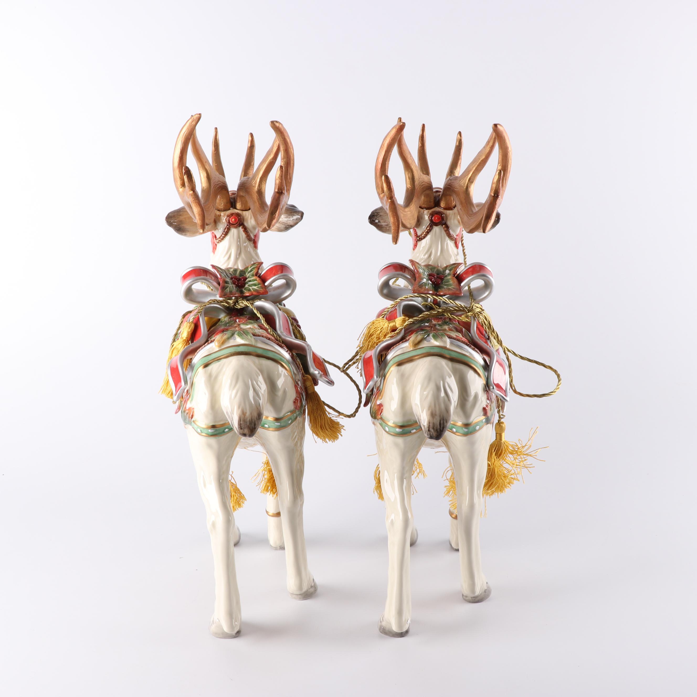 Fitz and Floyd "Enchanted Holiday" Reindeer Figurines