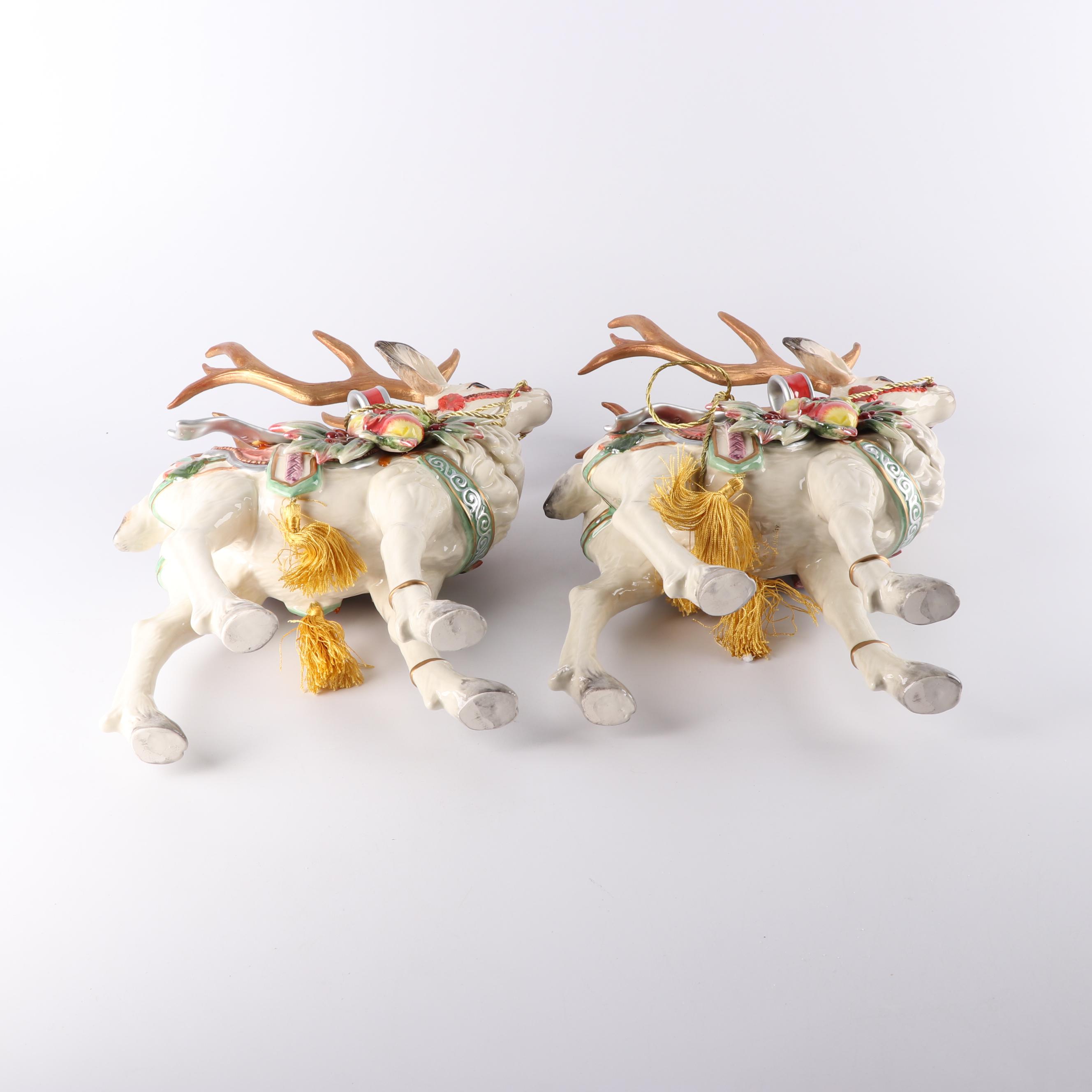 Fitz and Floyd "Enchanted Holiday" Reindeer Figurines