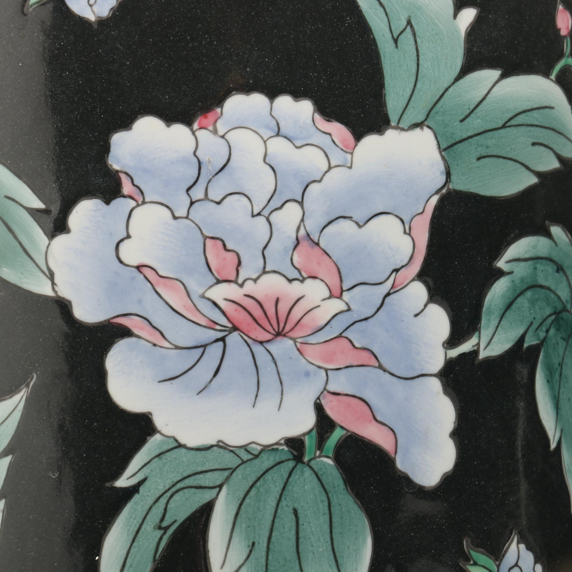 Chinoiserie Enameled Ceramic Umbrella Stand