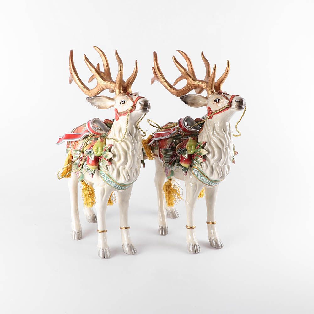 Fitz and Floyd "Enchanted Holiday" Reindeer Figurines