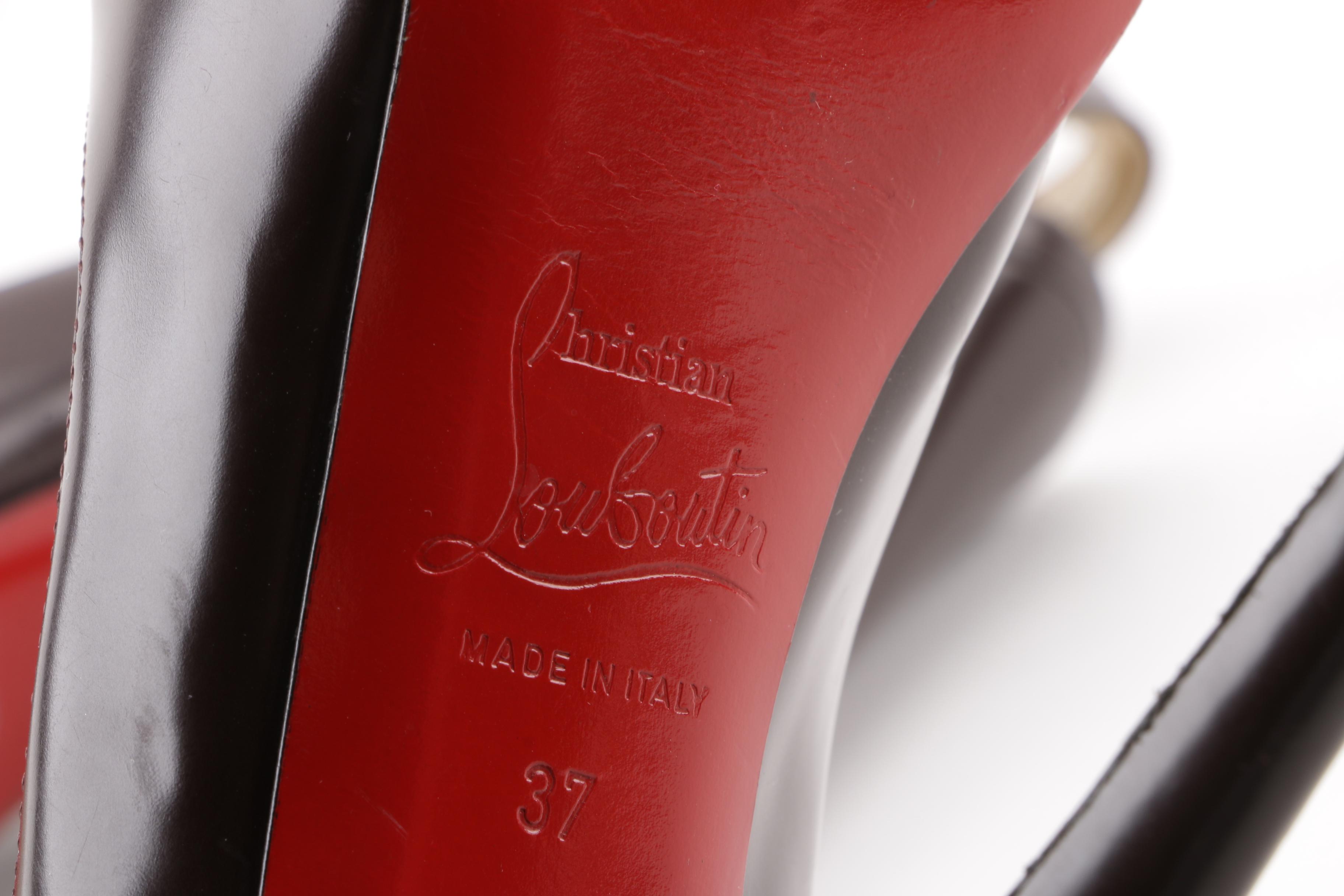 Christian Louboutin Soso and Prada Brown Leather High-Heeled Platform Sandals