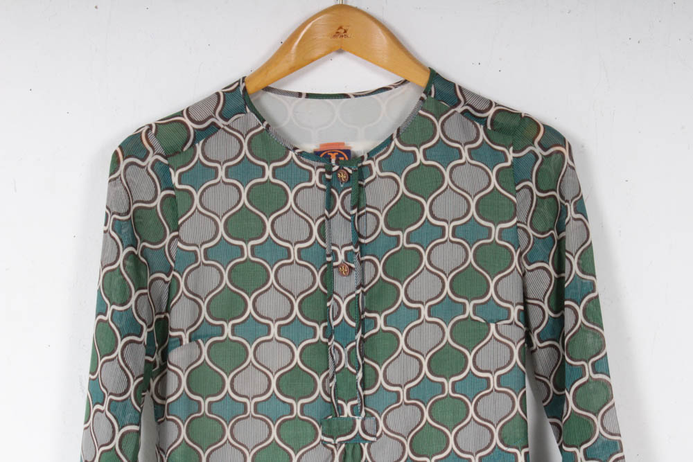 Tory Burch Mod Patterned Button-Up Shift Dress