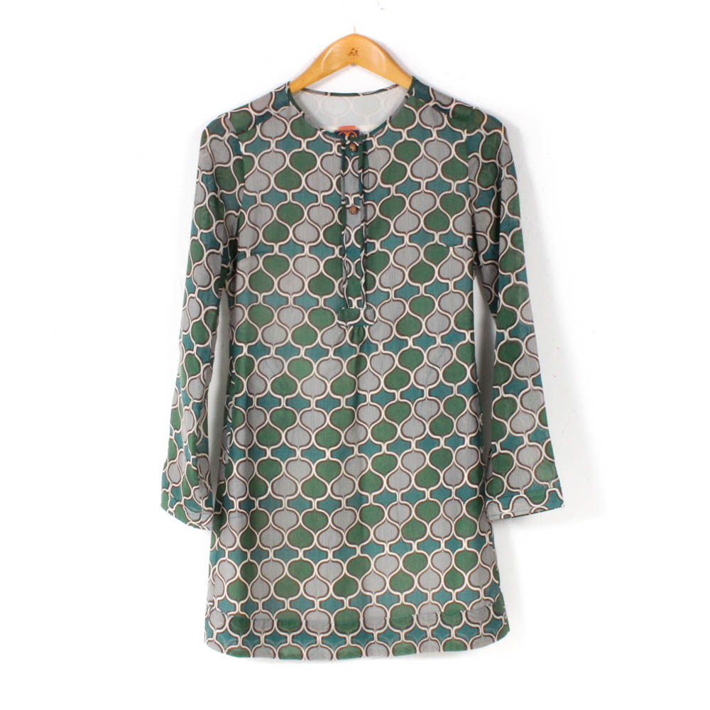 Tory Burch Mod Patterned Button-Up Shift Dress
