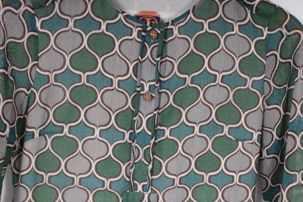 Tory Burch Mod Patterned Button-Up Shift Dress