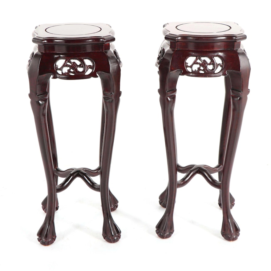 Chinese Rosewood Plant Stands, Late 20th Century