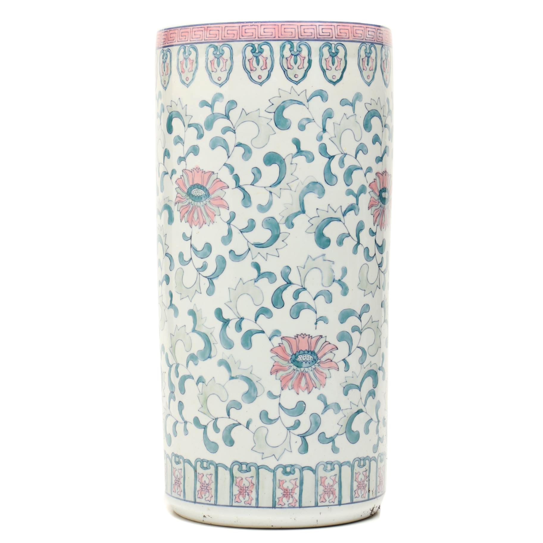 Chinese Floral Patterned Ceramic Umbrella Stand