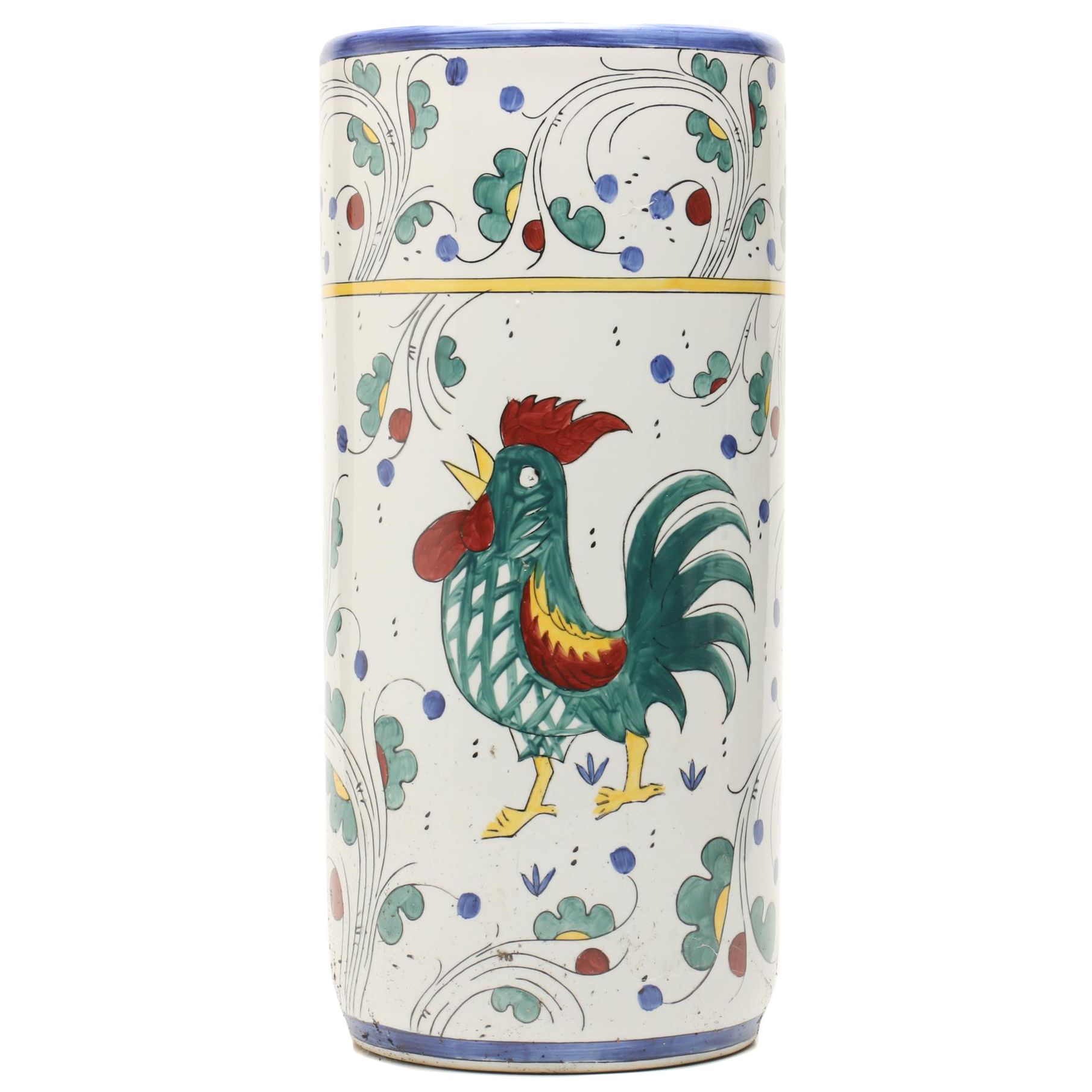 Chinese Rooster Motif Ceramic Umbrella Stand