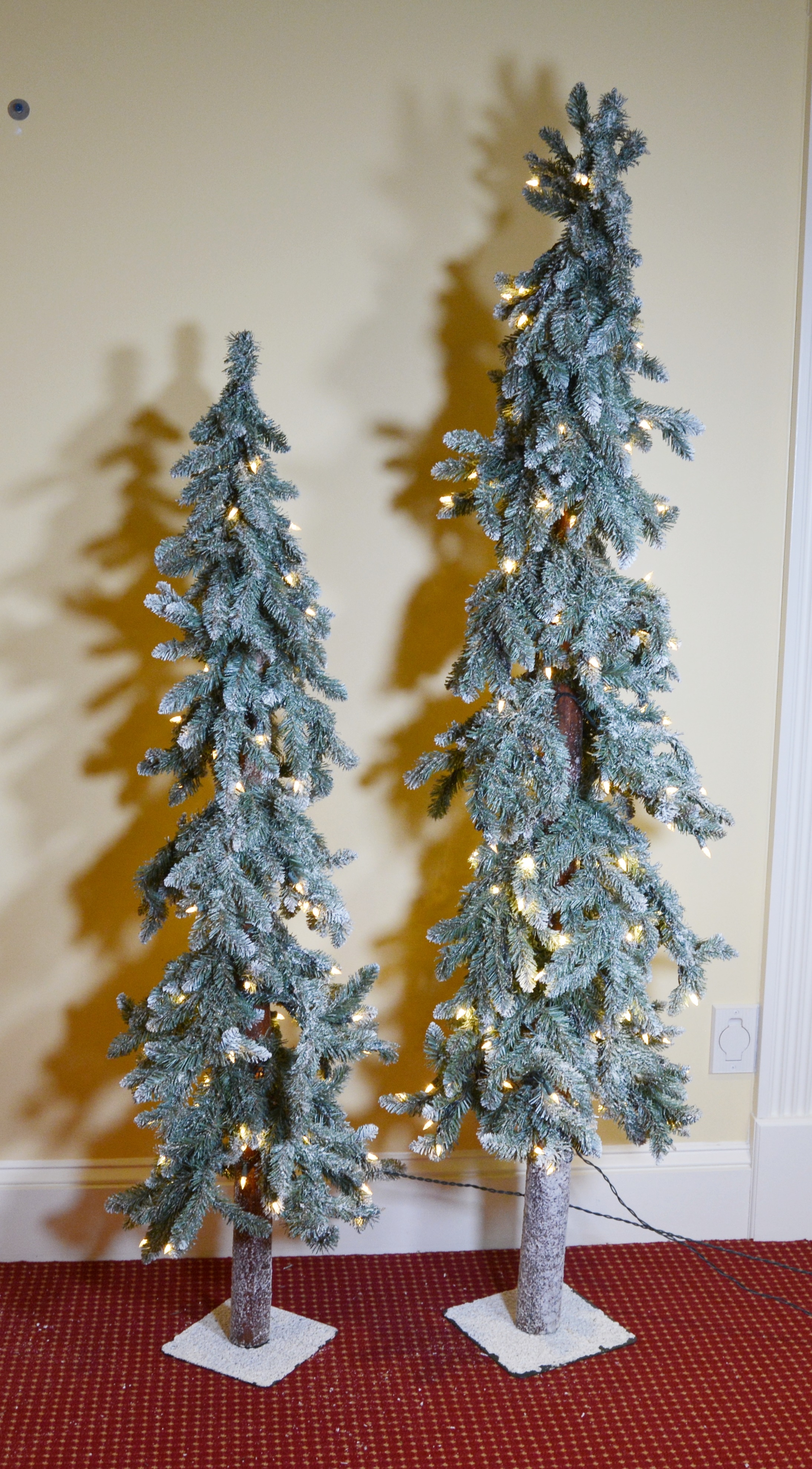 Faux Snow Covered Artificial Pine Trees