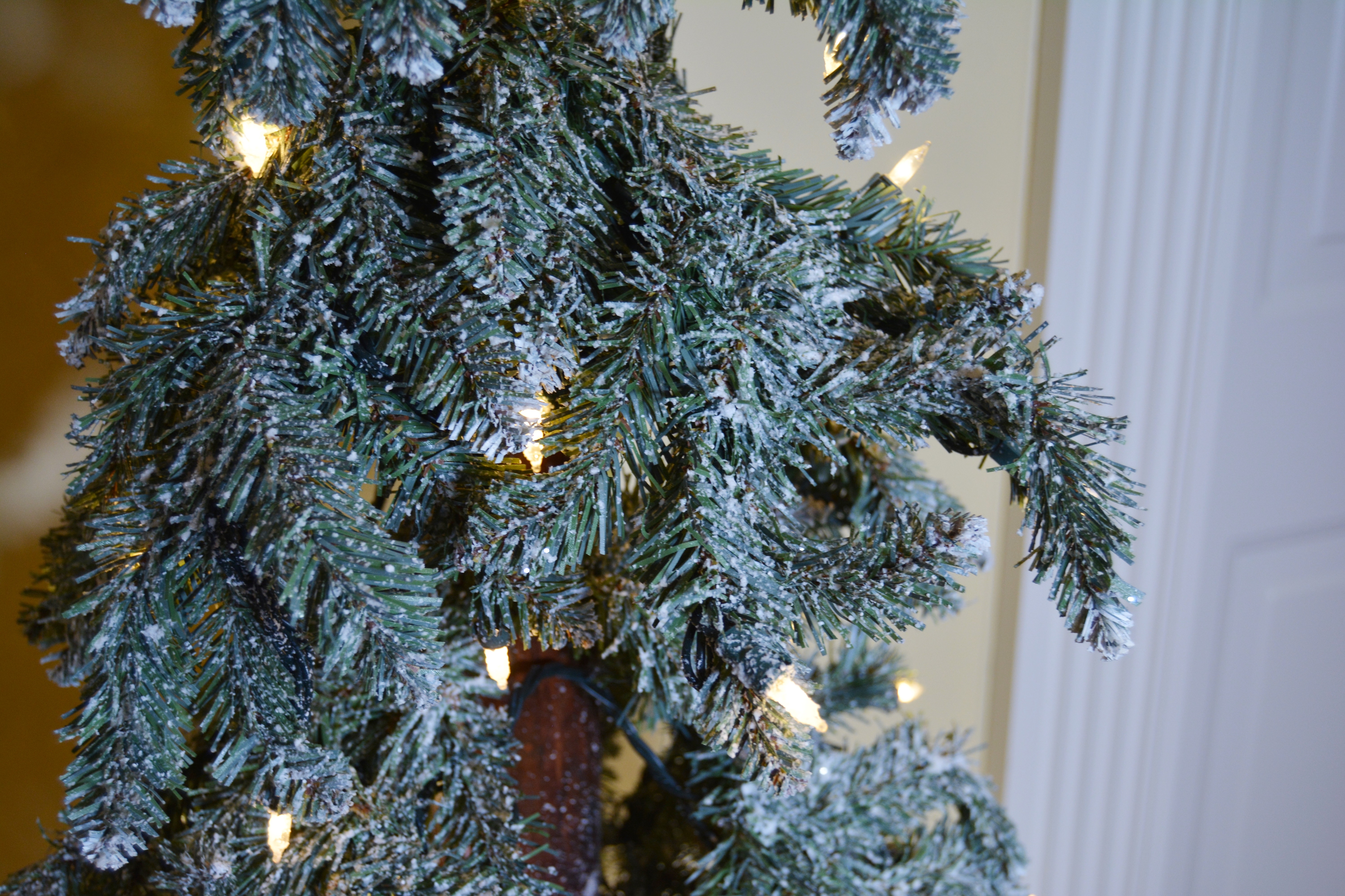 Faux Snow Covered Artificial Pine Trees