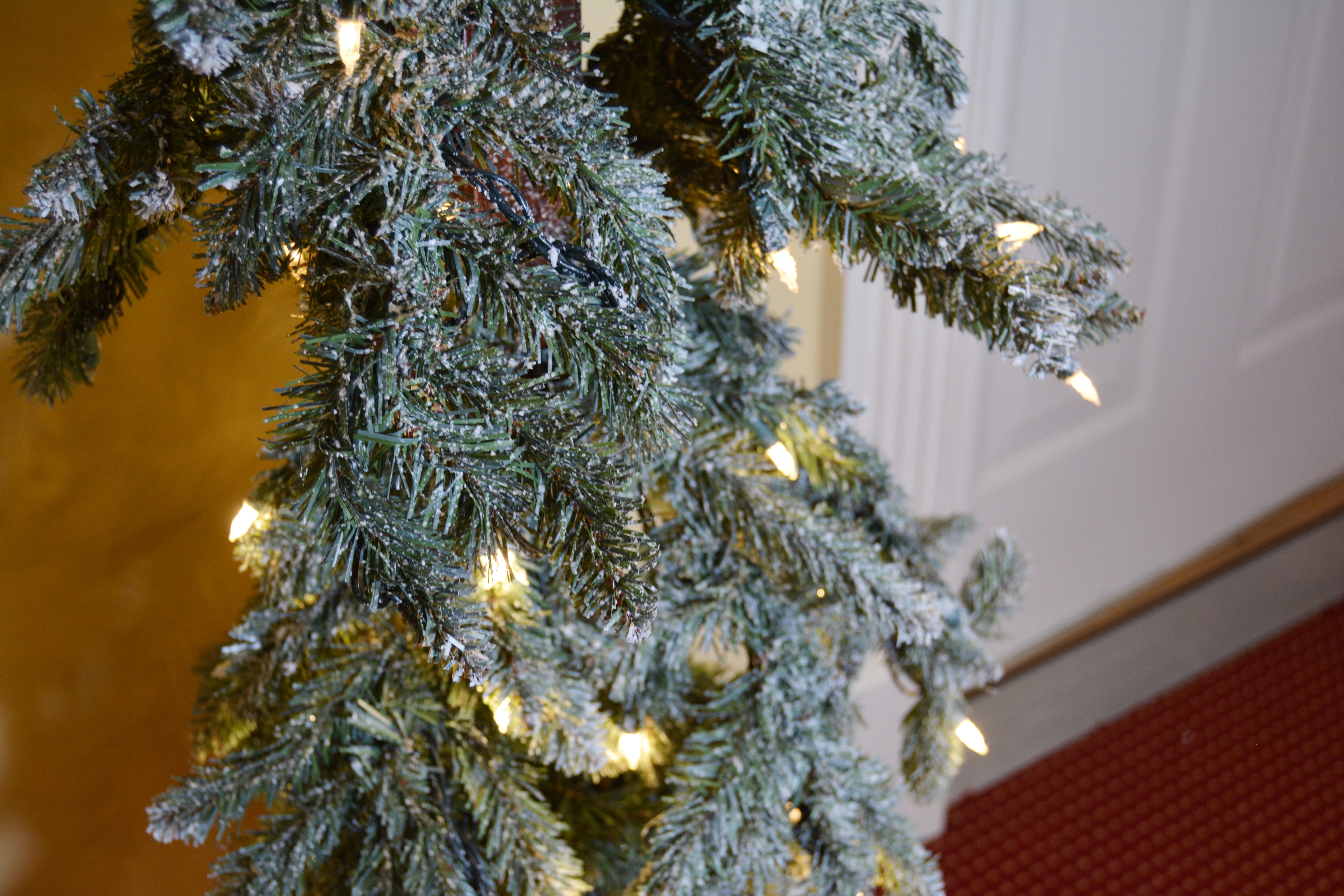 Faux Snow Covered Artificial Pine Trees