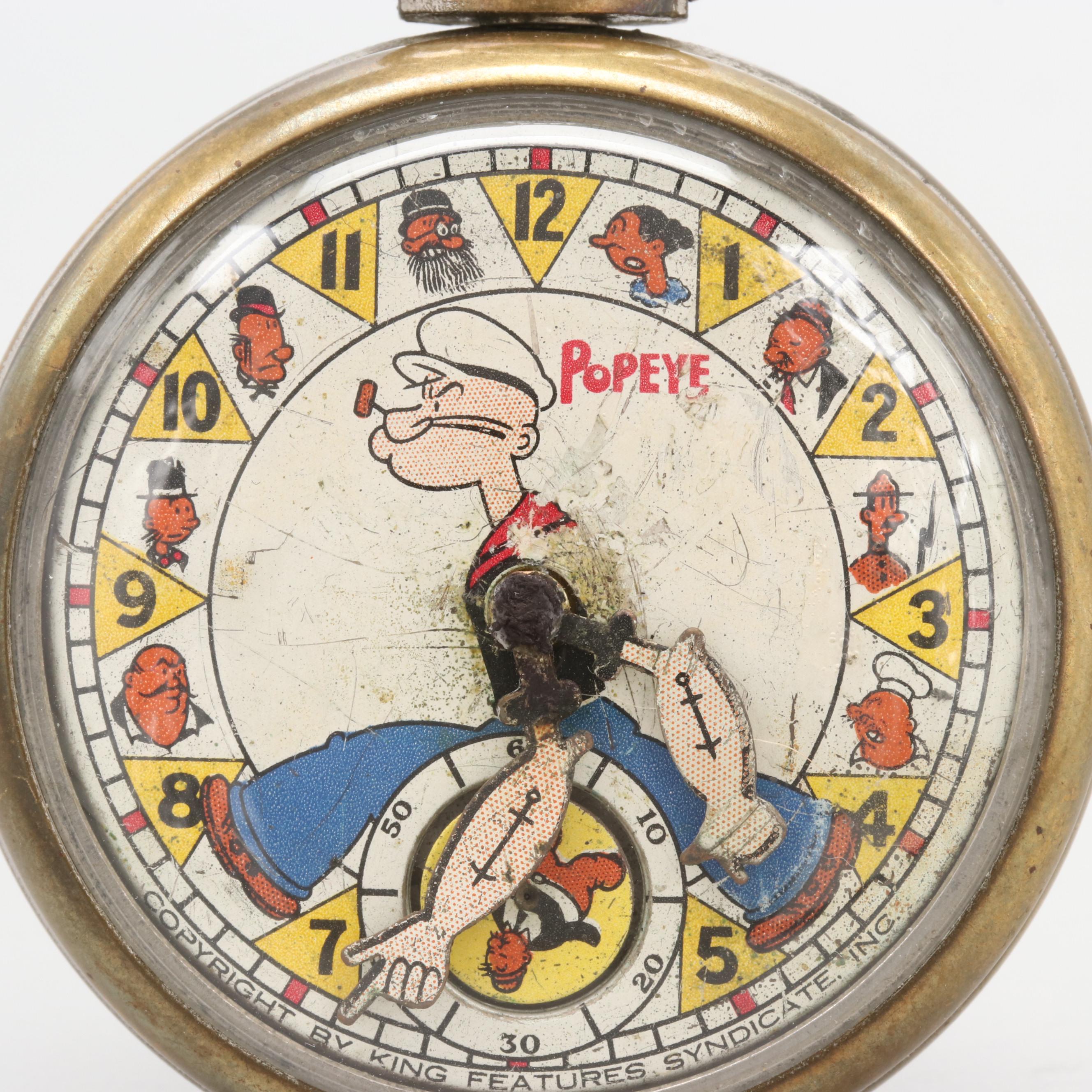 Popeye Pocket Watch By New Haven 1934