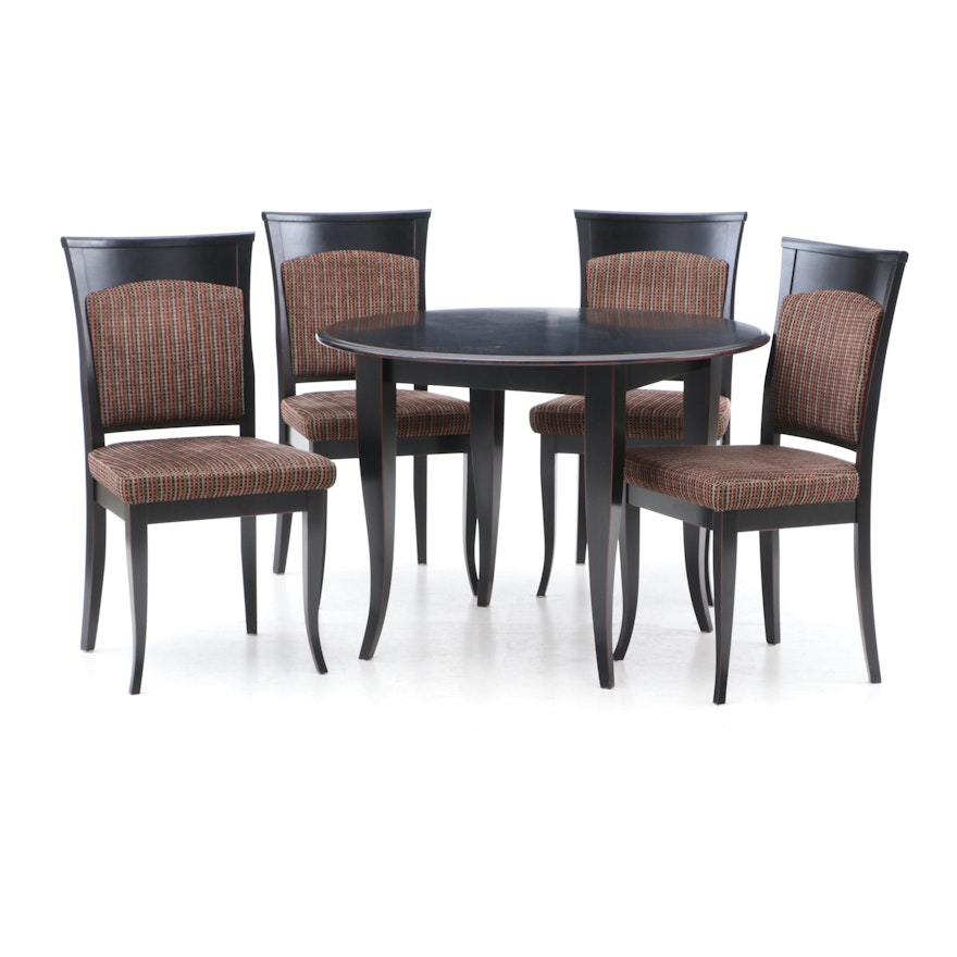 Contemporary Painted Wood Dining Table with Side Chairs by Dinec