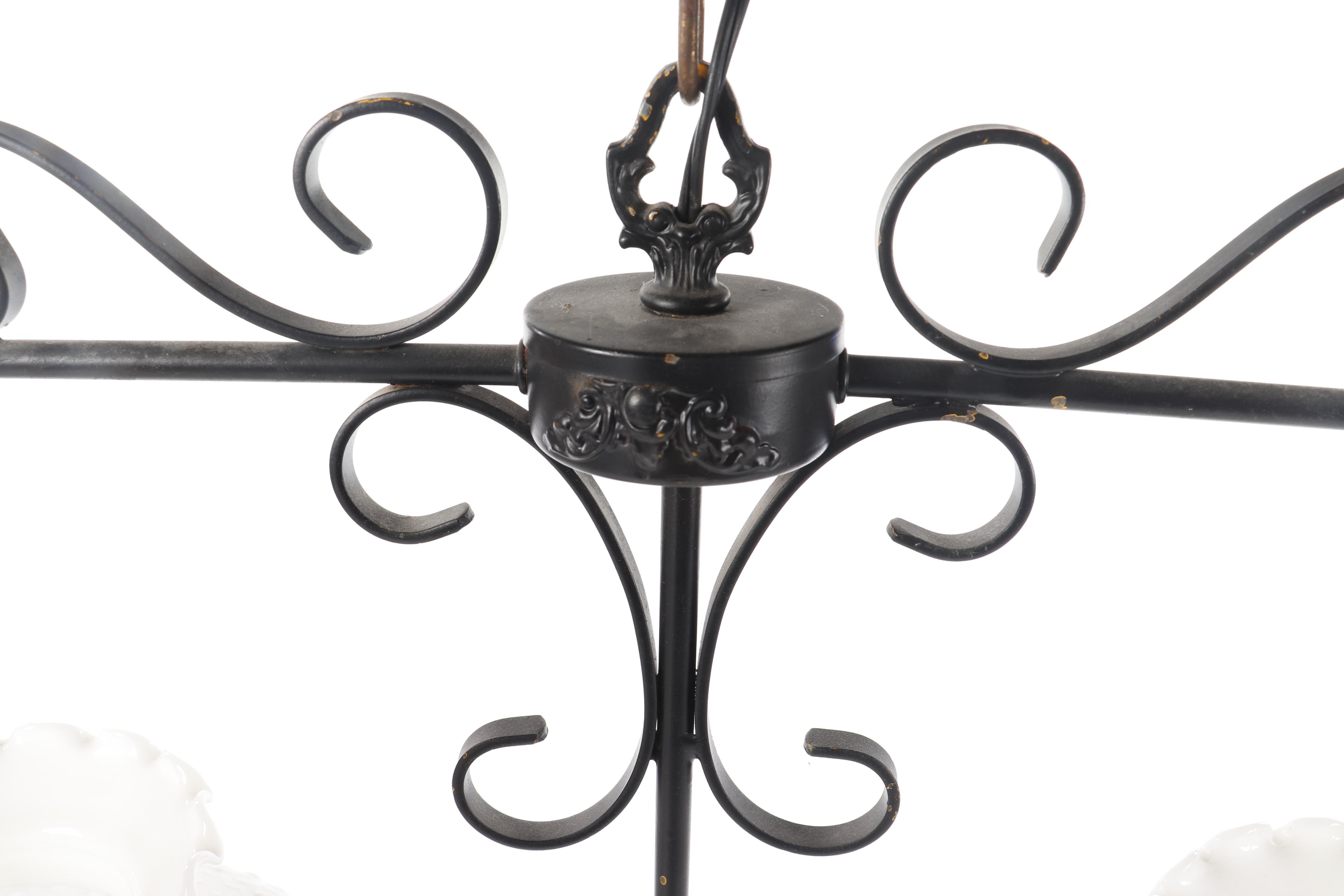 Converted Metal Hanging Gas Light Fixture