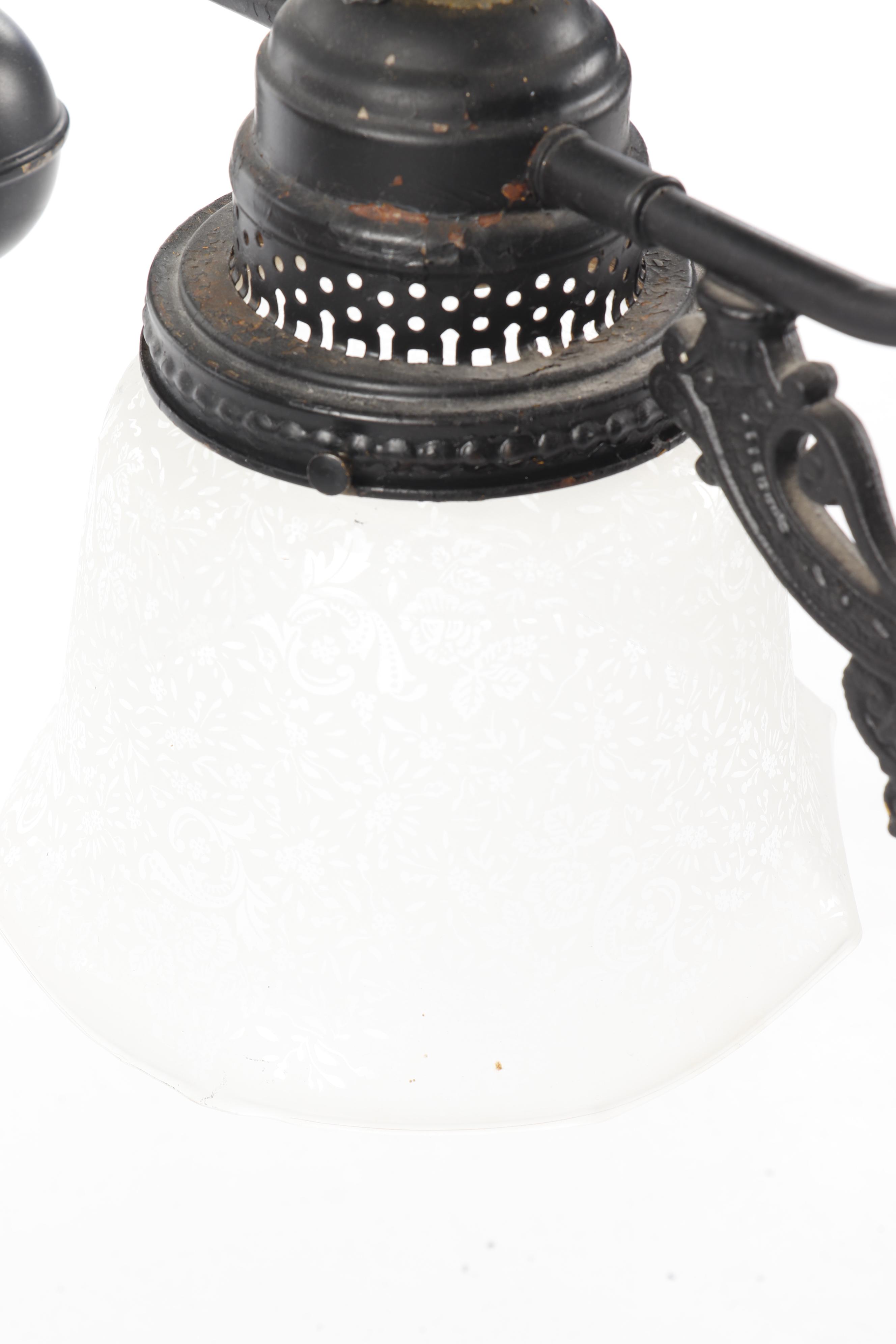 Converted Metal Hanging Gas Light Fixture