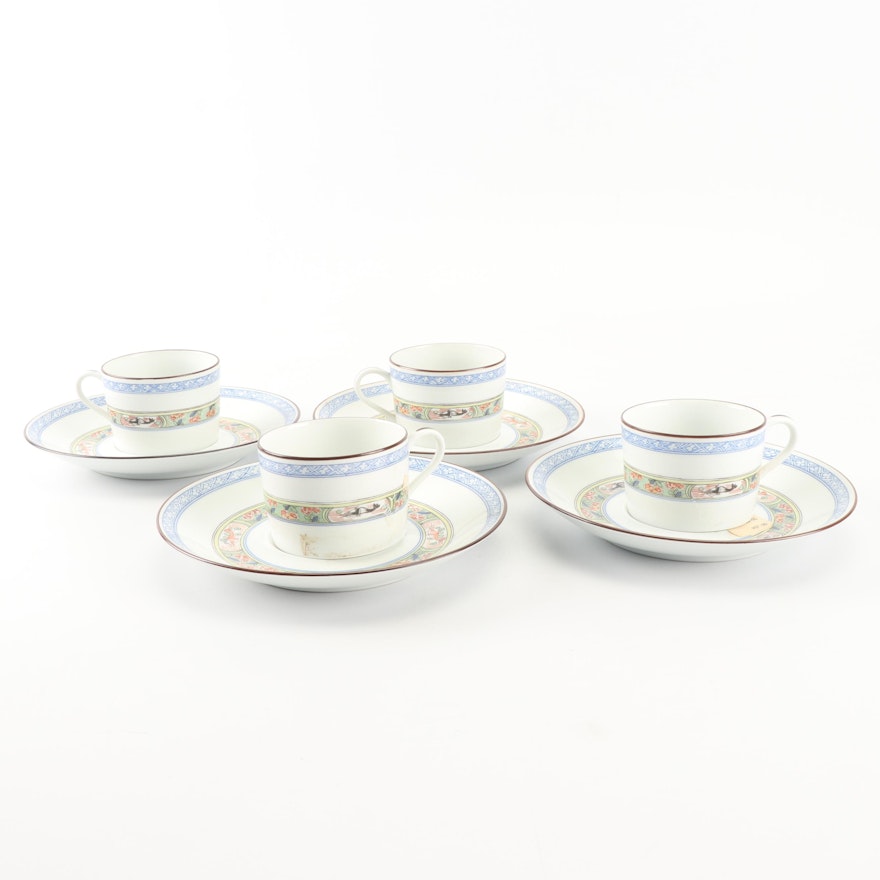 Raynaud Limoges "Kan Sou" Cups and Saucers by Puiforcat