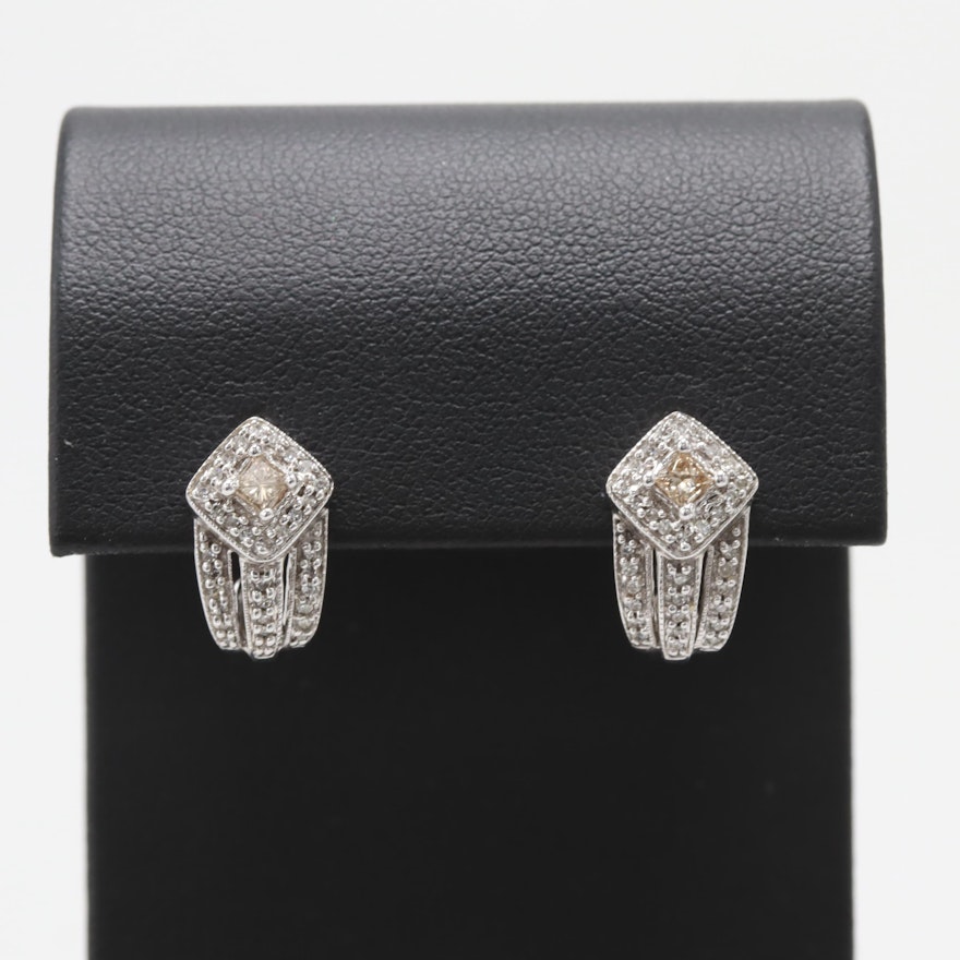 14K White Gold Diamond Earrings