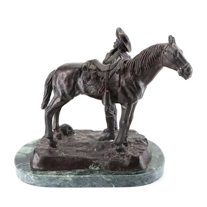 Bronze Sculpture after Fredric Remington "Trooper Thanatopis"