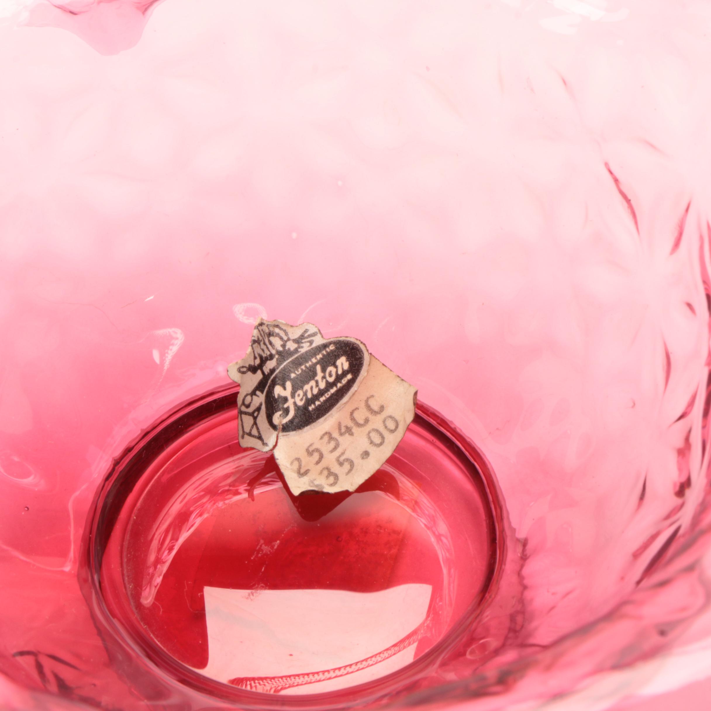 Cranberry Glass Vessels Featuring Fenton