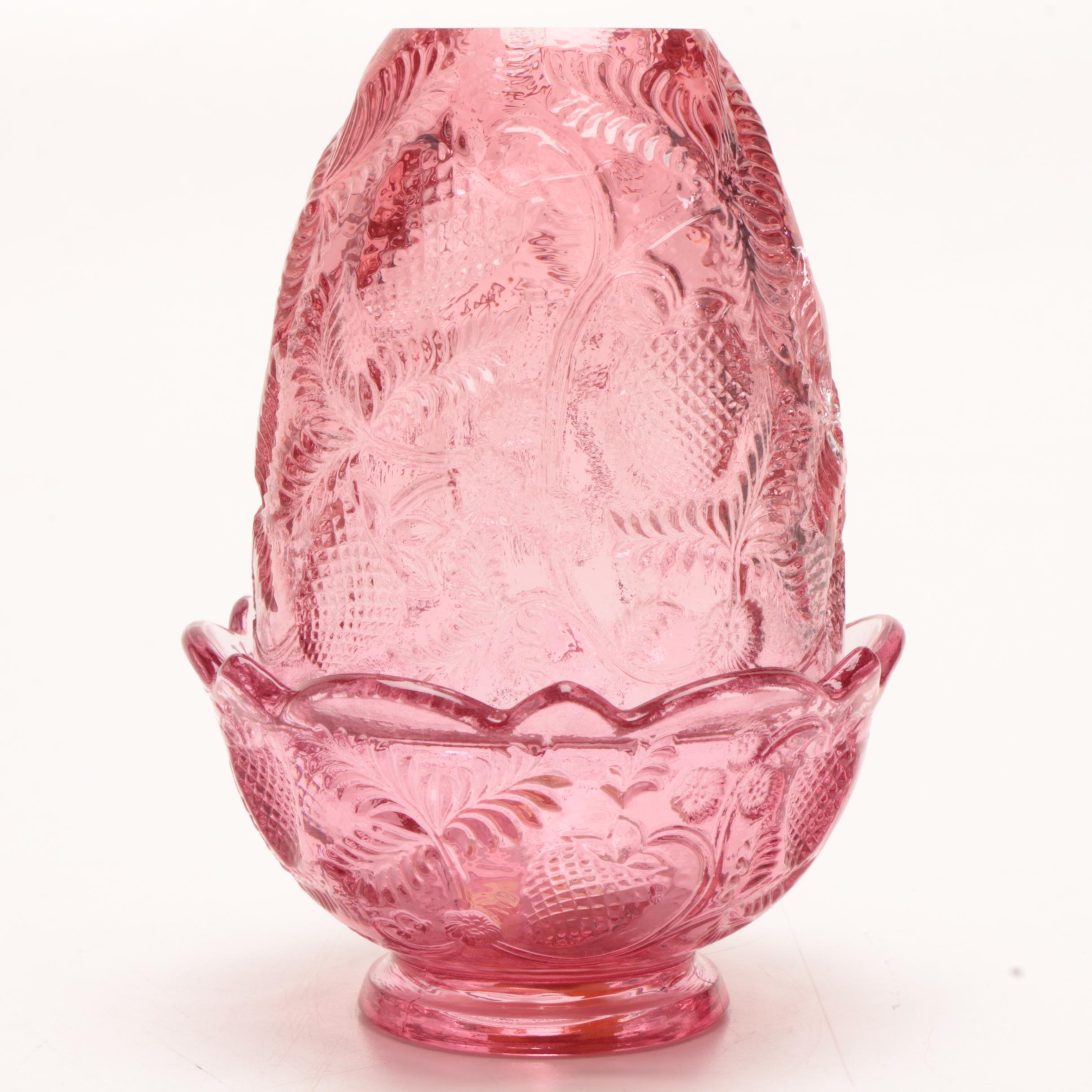 Cranberry Glass Vessels Featuring Fenton