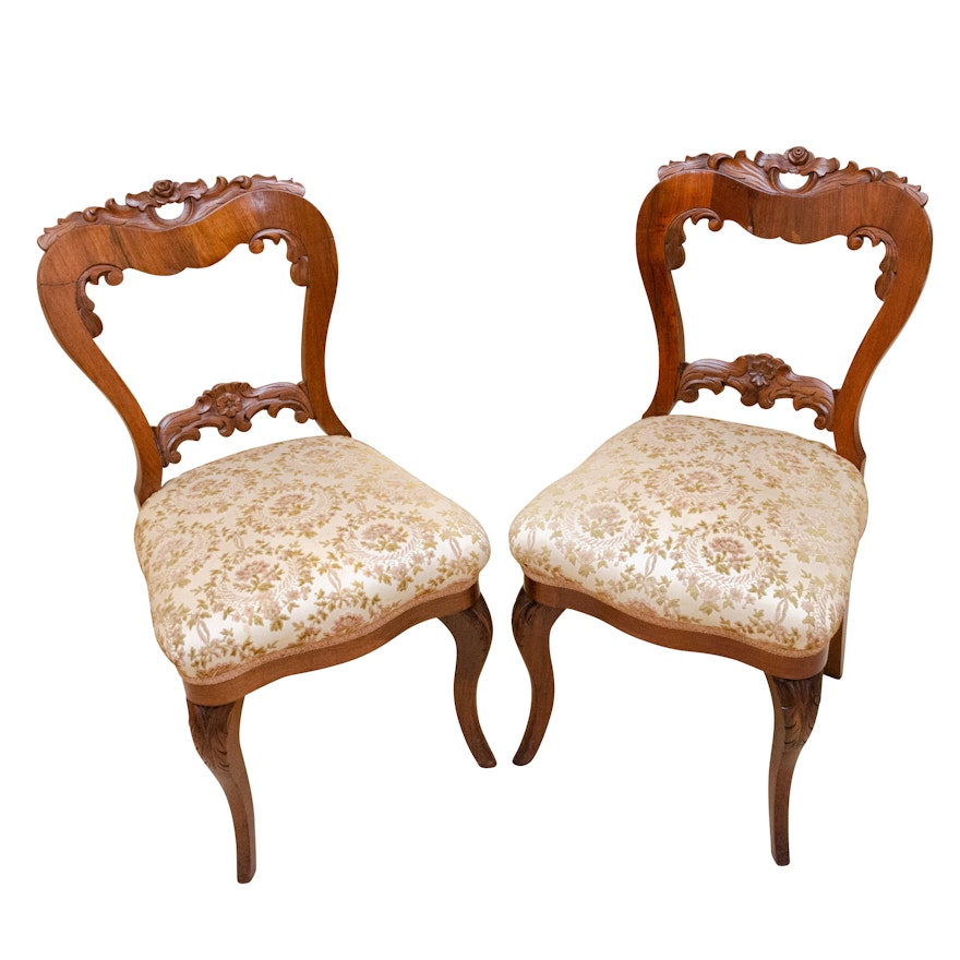 Pair of Victorian Cherrywood Side Chairs, Late 19th Century