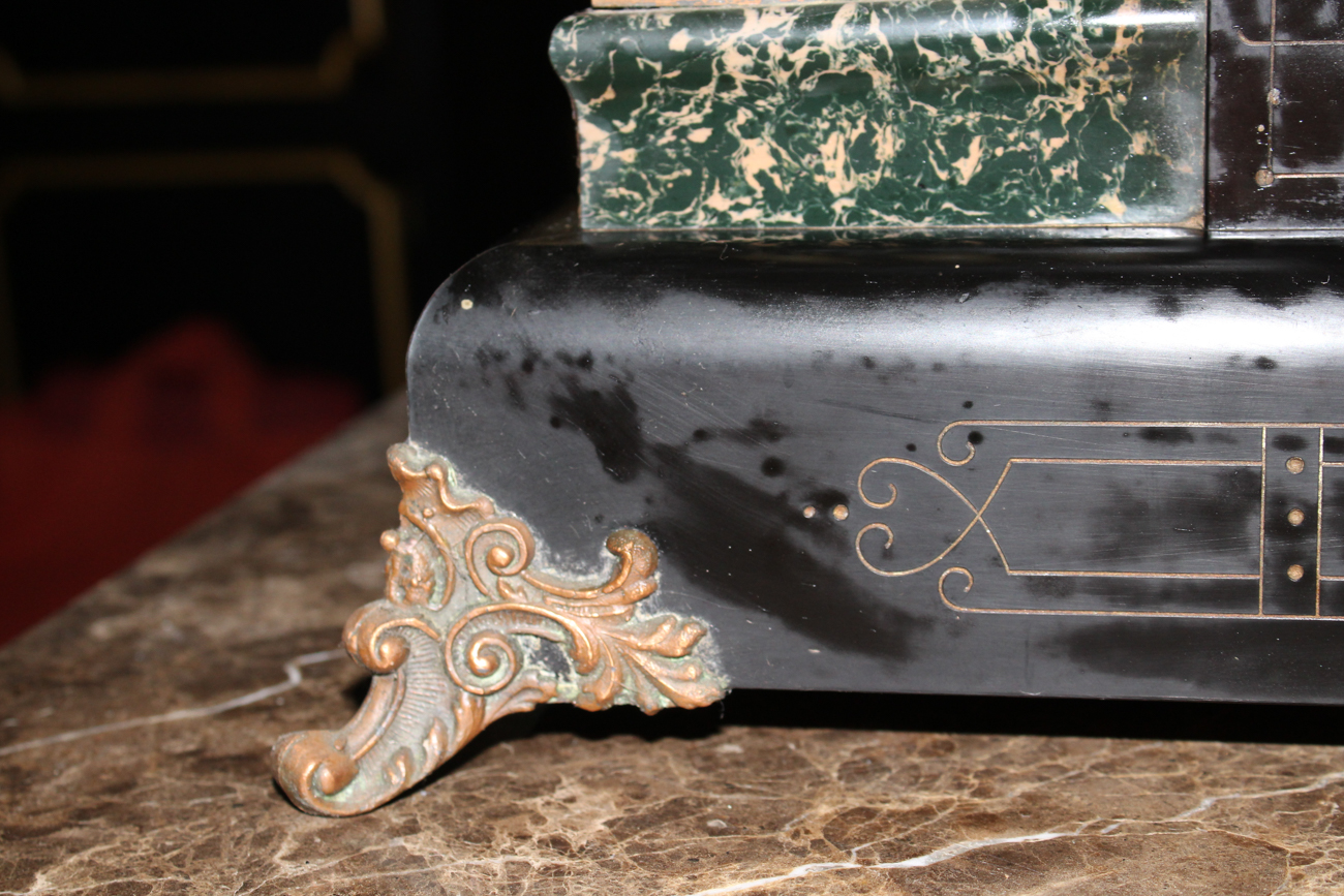 Antique Seth Thomas Adamantine Mantel Clock with Celluloid Pillars