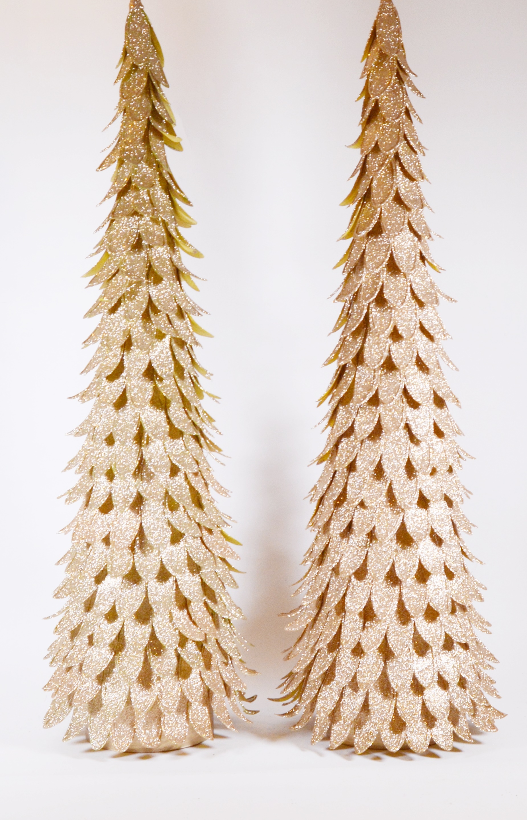 Gold Glitter Faux Pine Trees