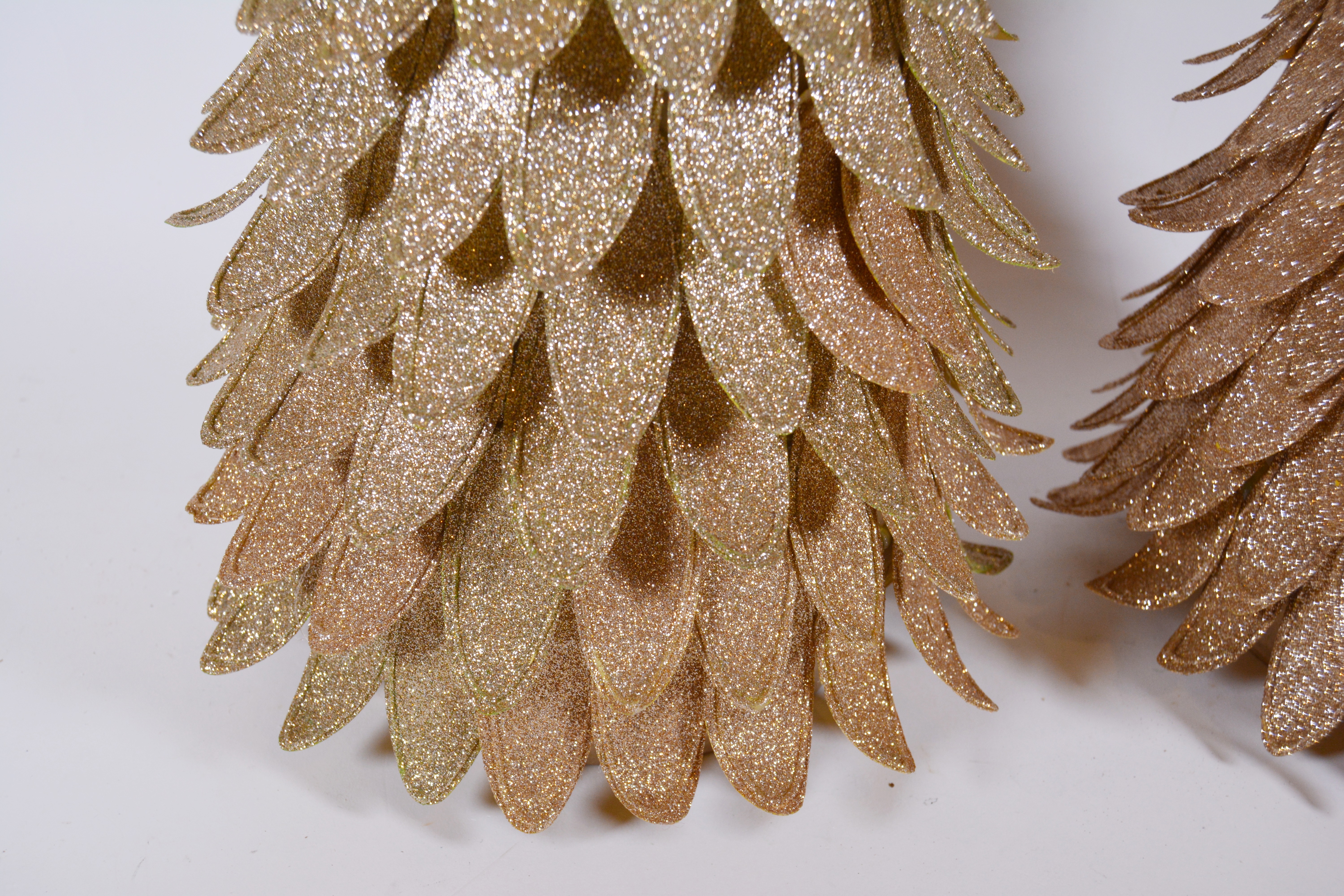 Gold Glitter Faux Pine Trees