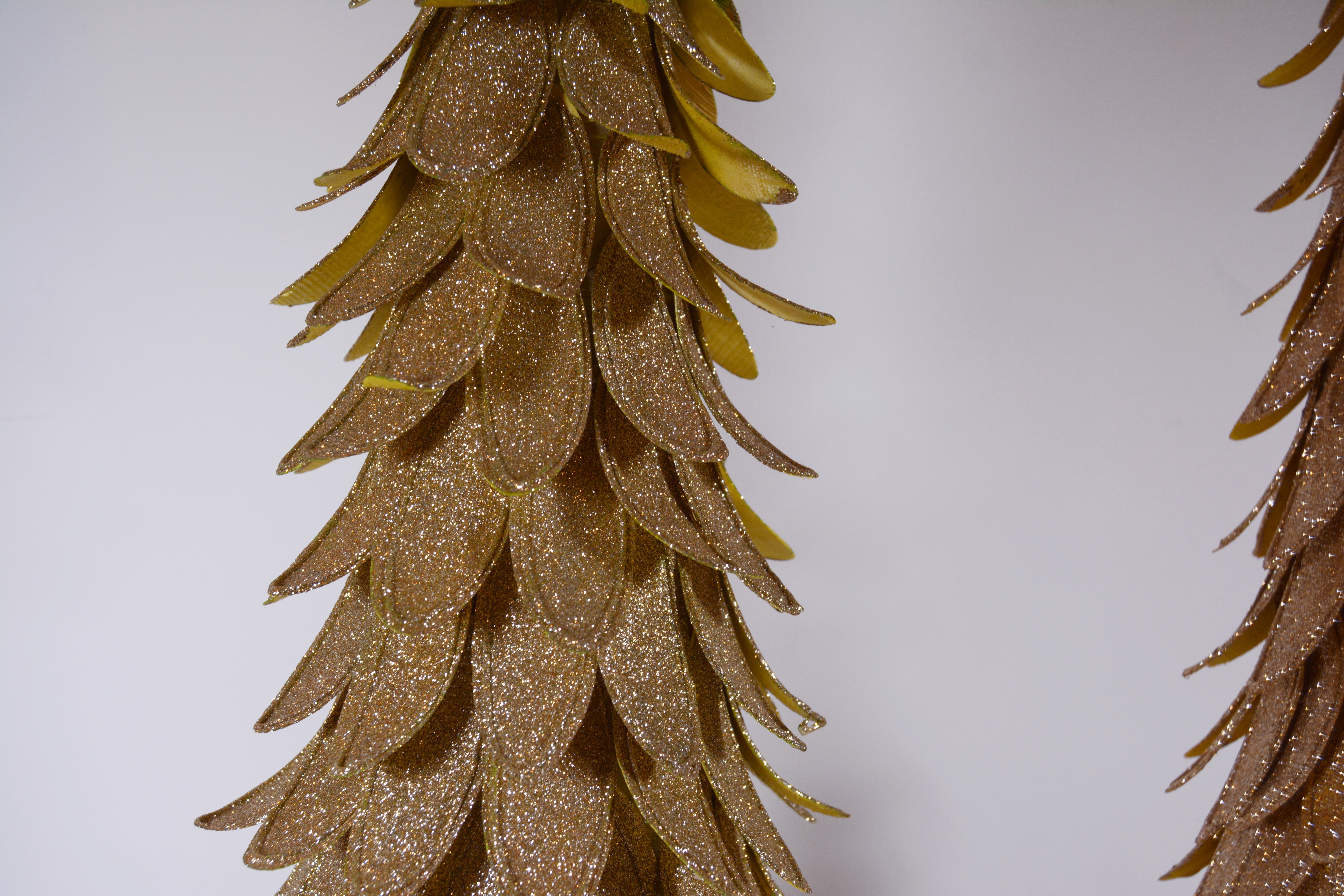 Gold Glitter Faux Pine Trees