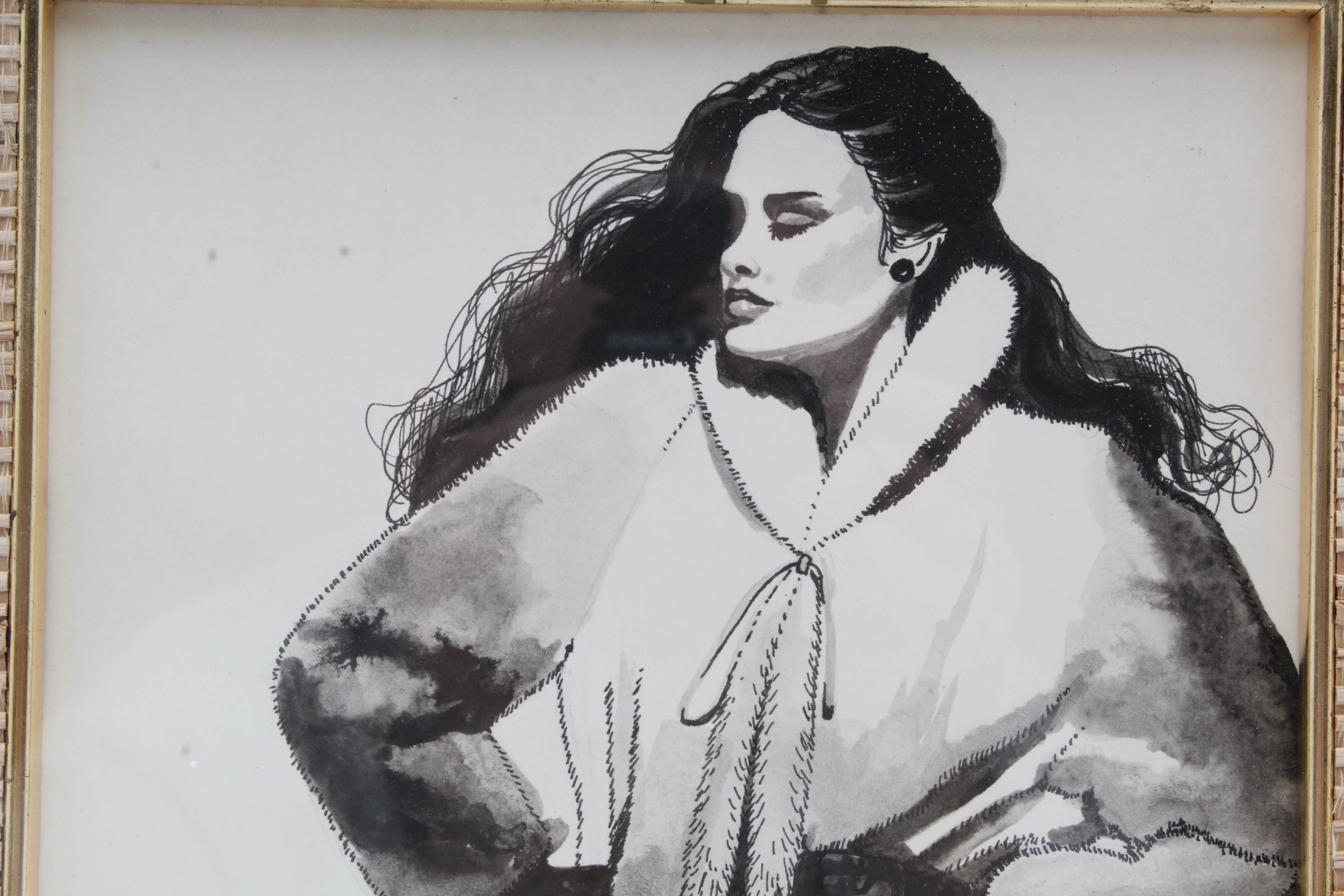 Kay Trogner Ink and Gouache Fashion Drawing
