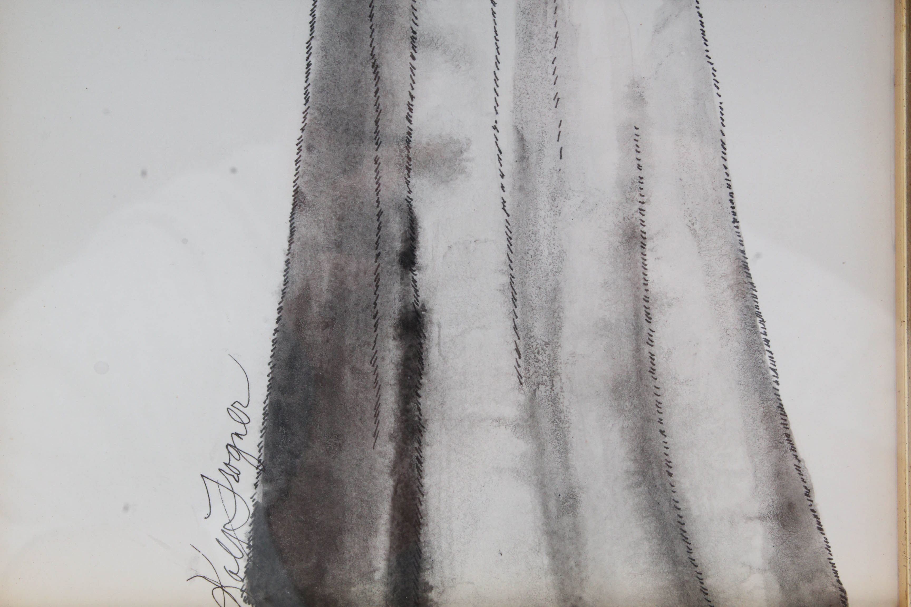 Kay Trogner Ink and Gouache Fashion Drawing